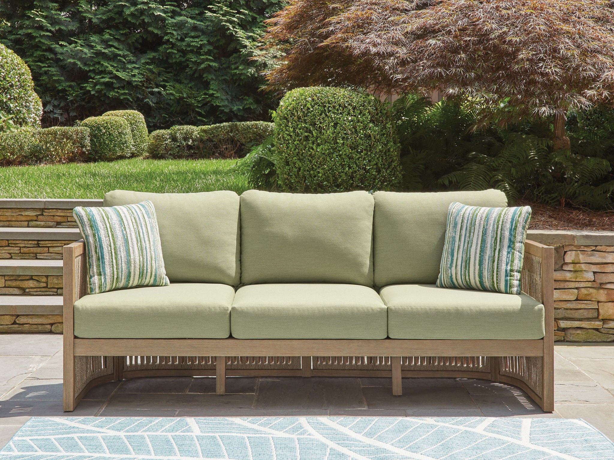 Serena Shores - Sofa With Cushion - Beige / Green