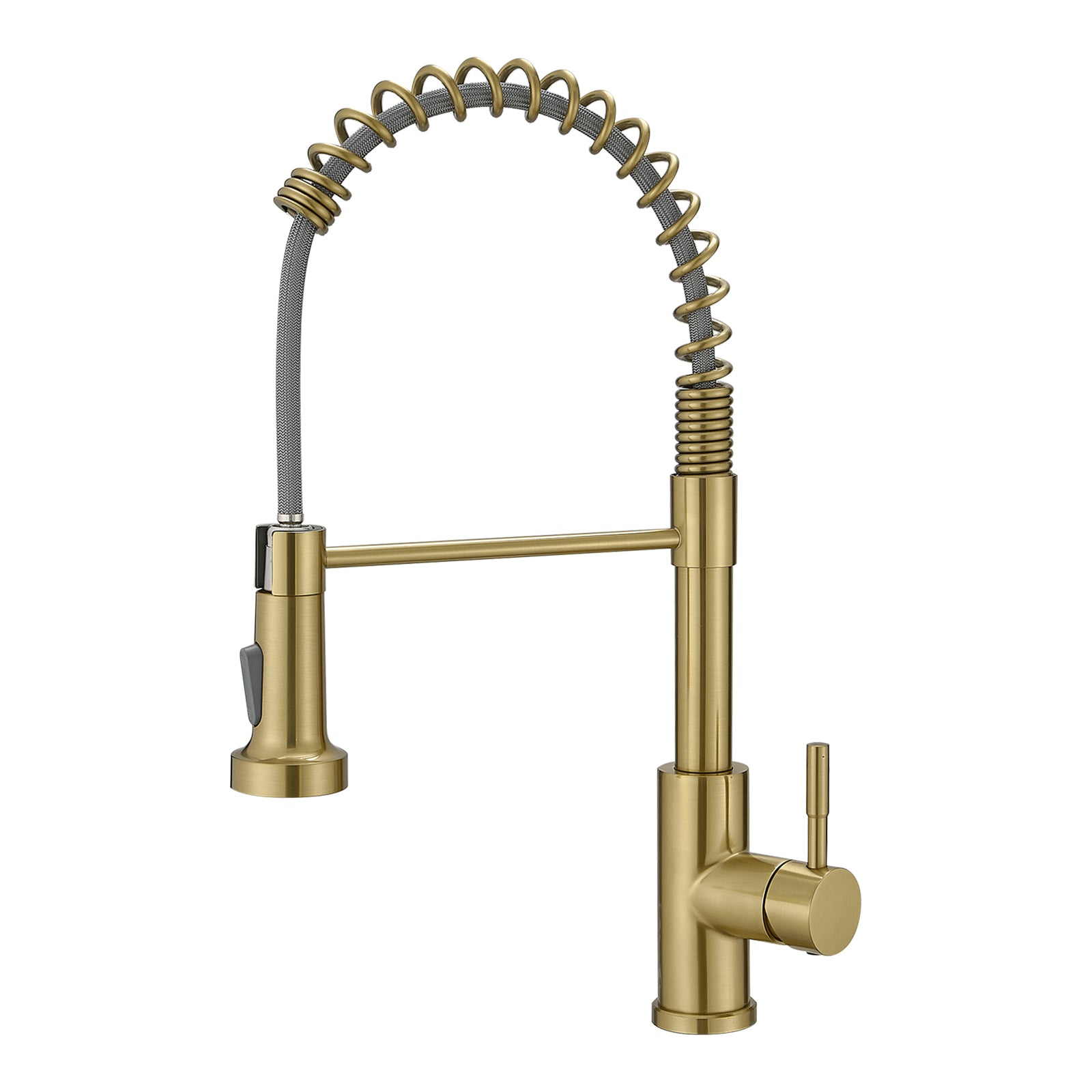 Brushed Gold Kitchen Faucet with Pull-Down Sprayer