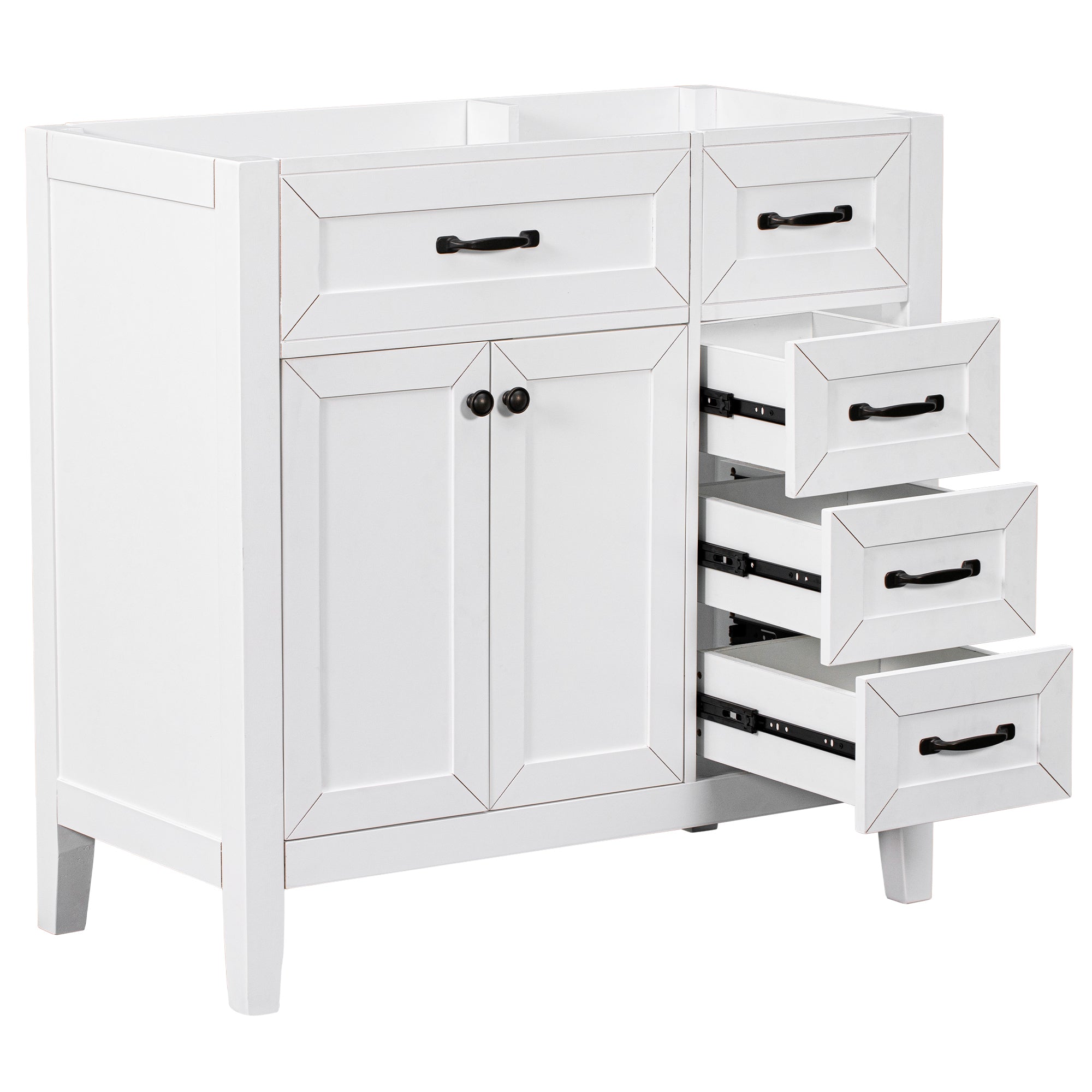 36" White Bathroom Vanity Base w/ Drawers
