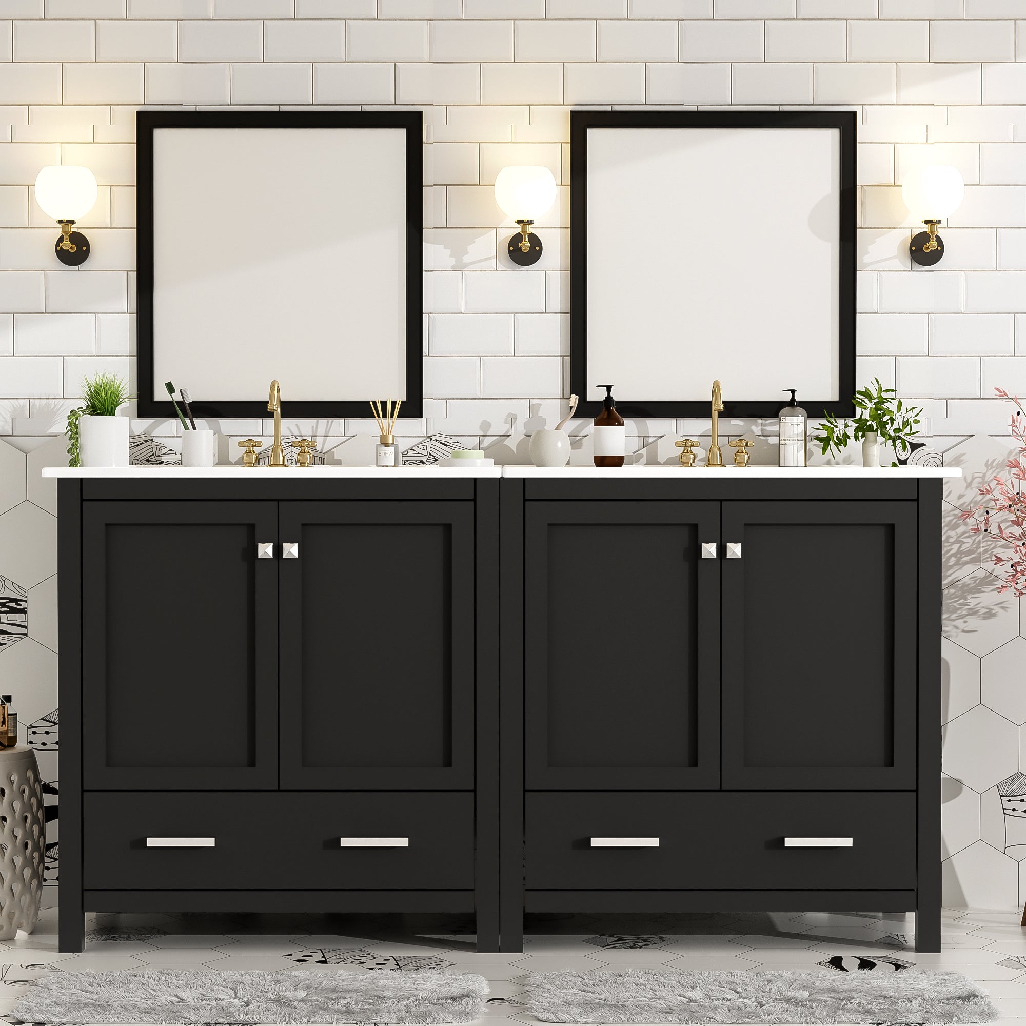 60" Black Double Vanity Set: Modern Bathroom Style