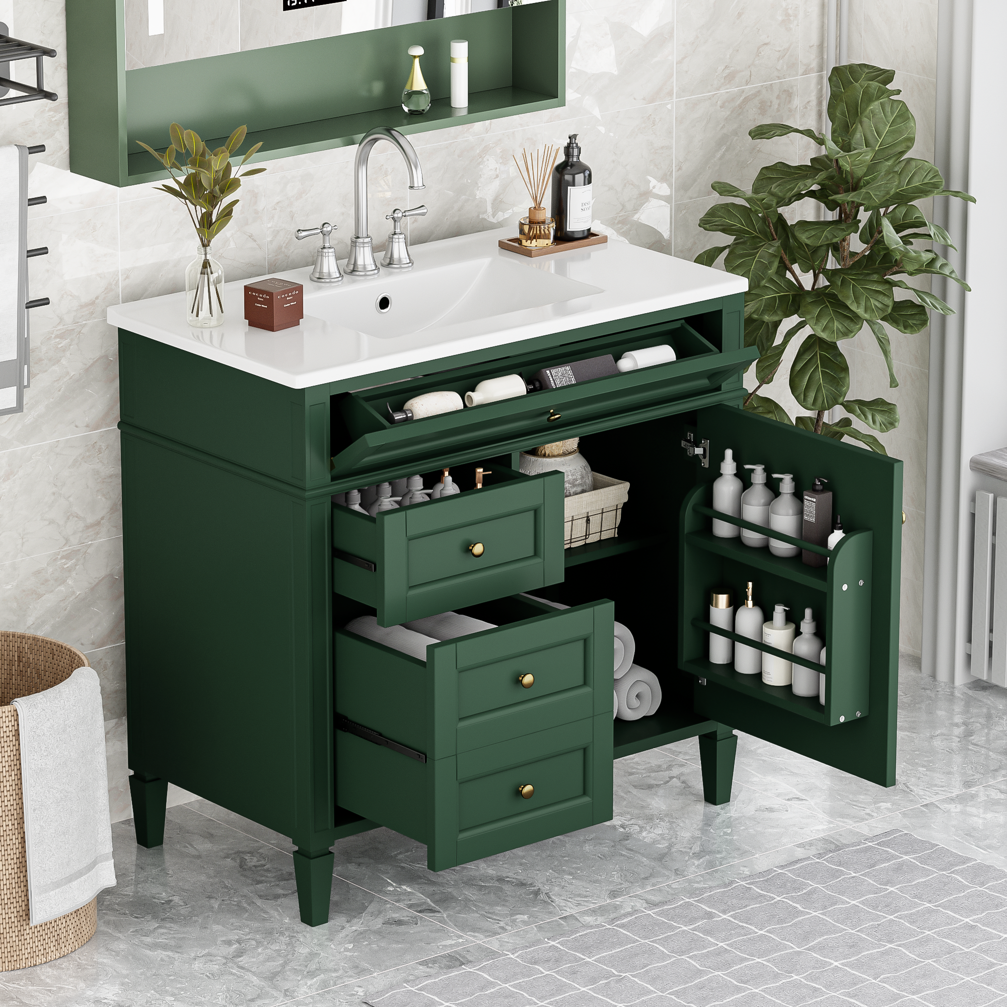 36" Modern Bathroom Vanity with Sink & Drawers