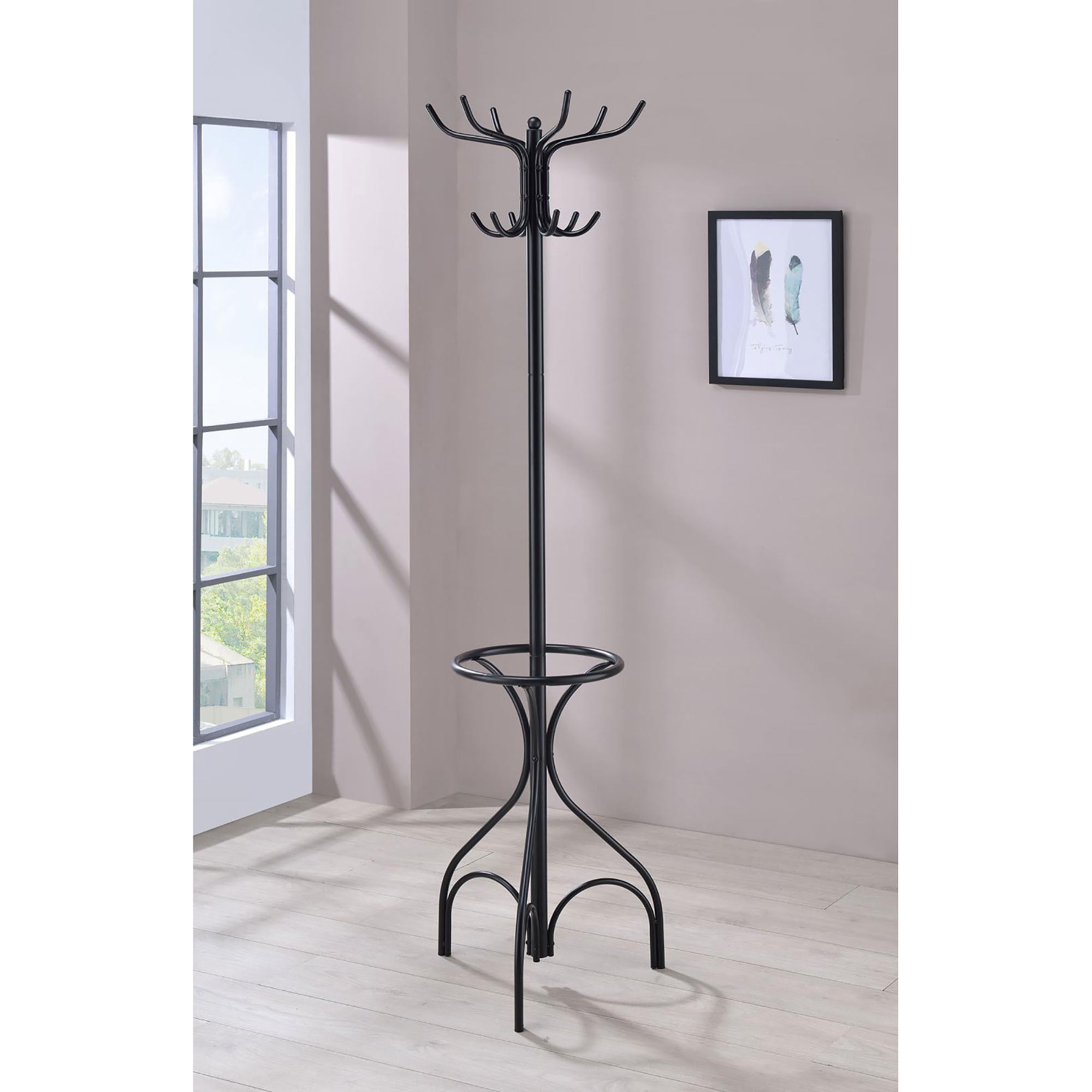 Black 12-Hook Coat Rack | Heavy Duty & Stylish