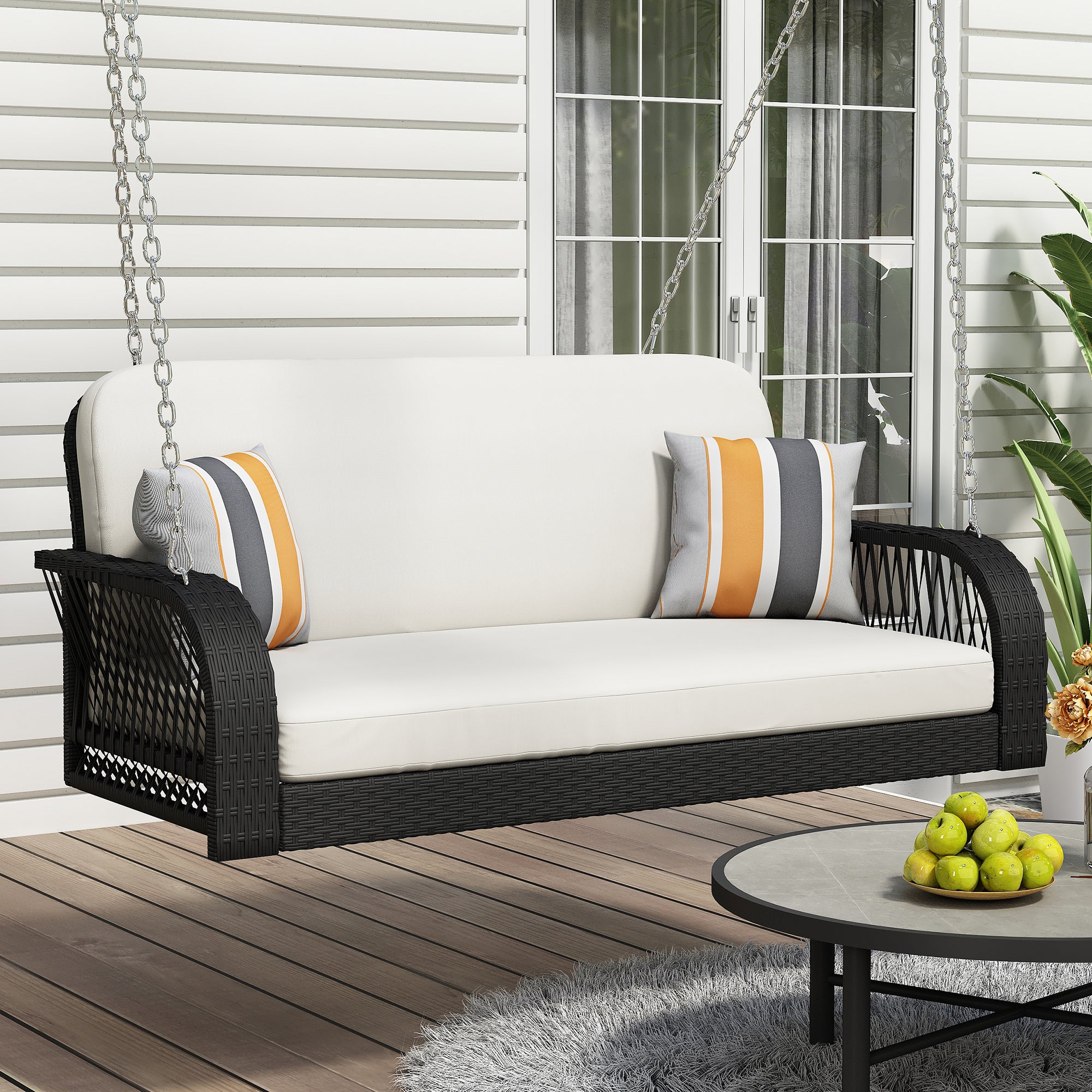Wicker Porch Swing: 2-Seater Patio Swing