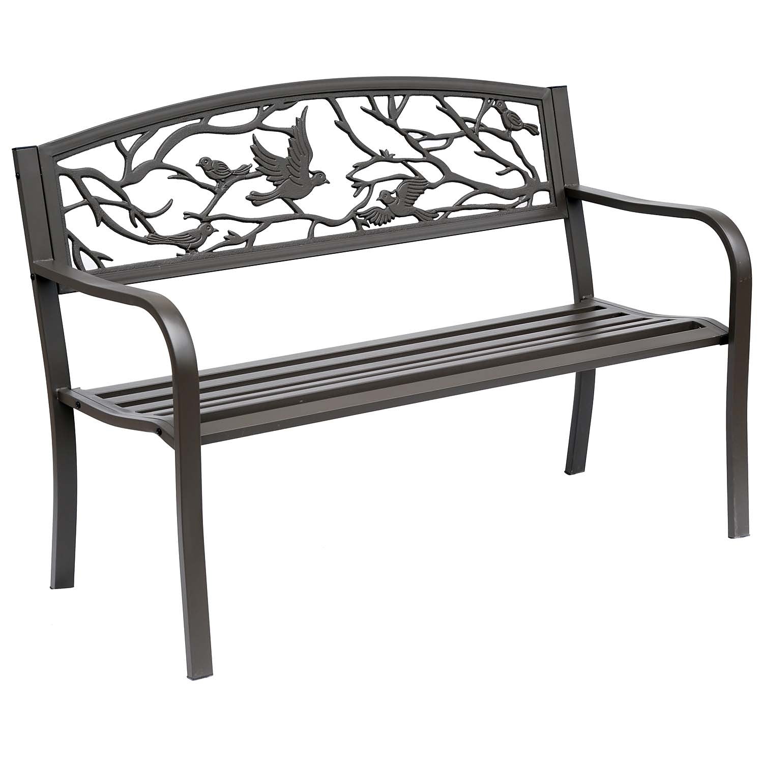 Outsunny 50" Cast Iron Garden Bench, Brown