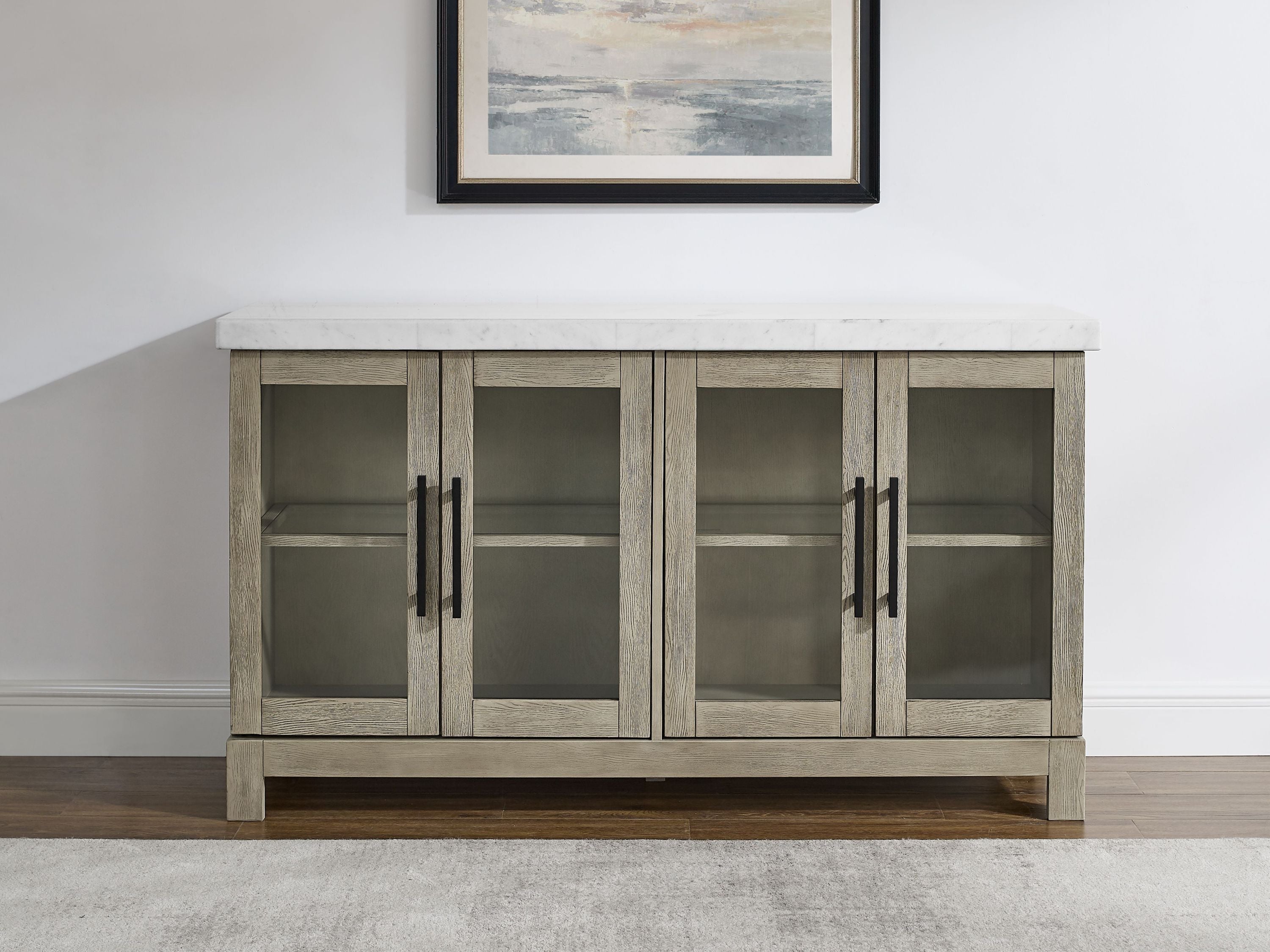 Csrena Lighted Marble Sideboard, Brown Patio Furniture