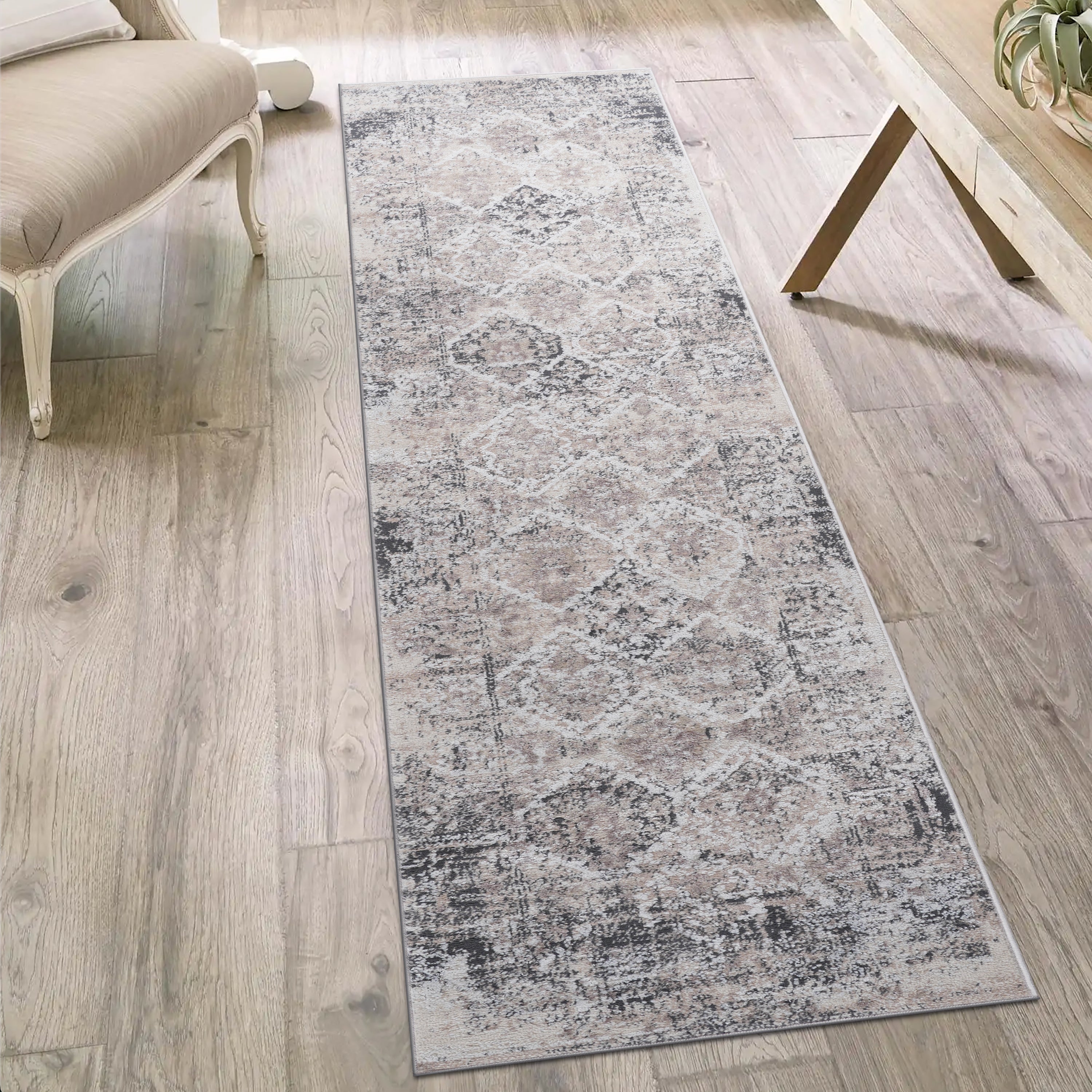 NAAR PAYAS Rug: 2x8 Cream/Anthracite