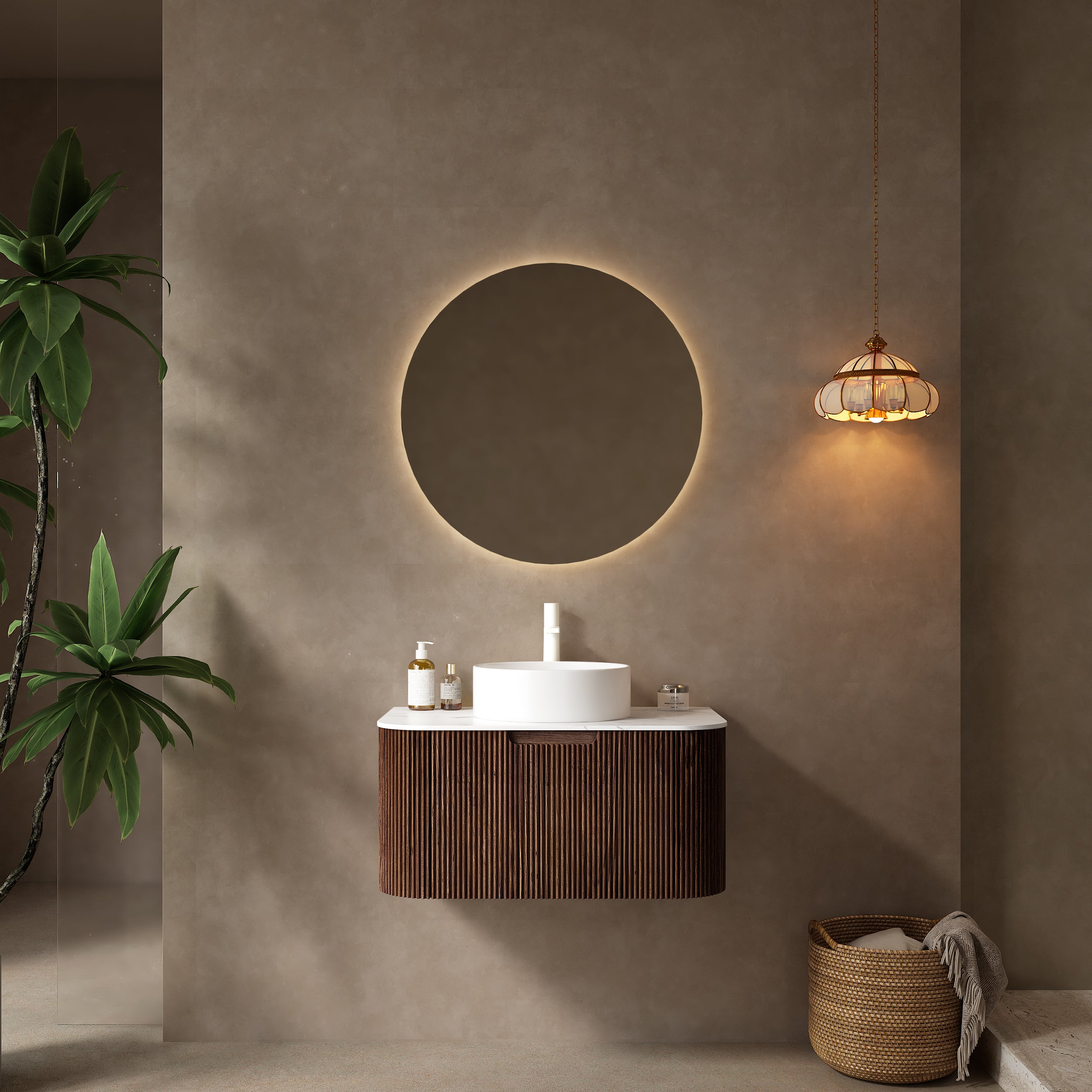 Modern Floating Vanity: DINA 30" White & Walnut