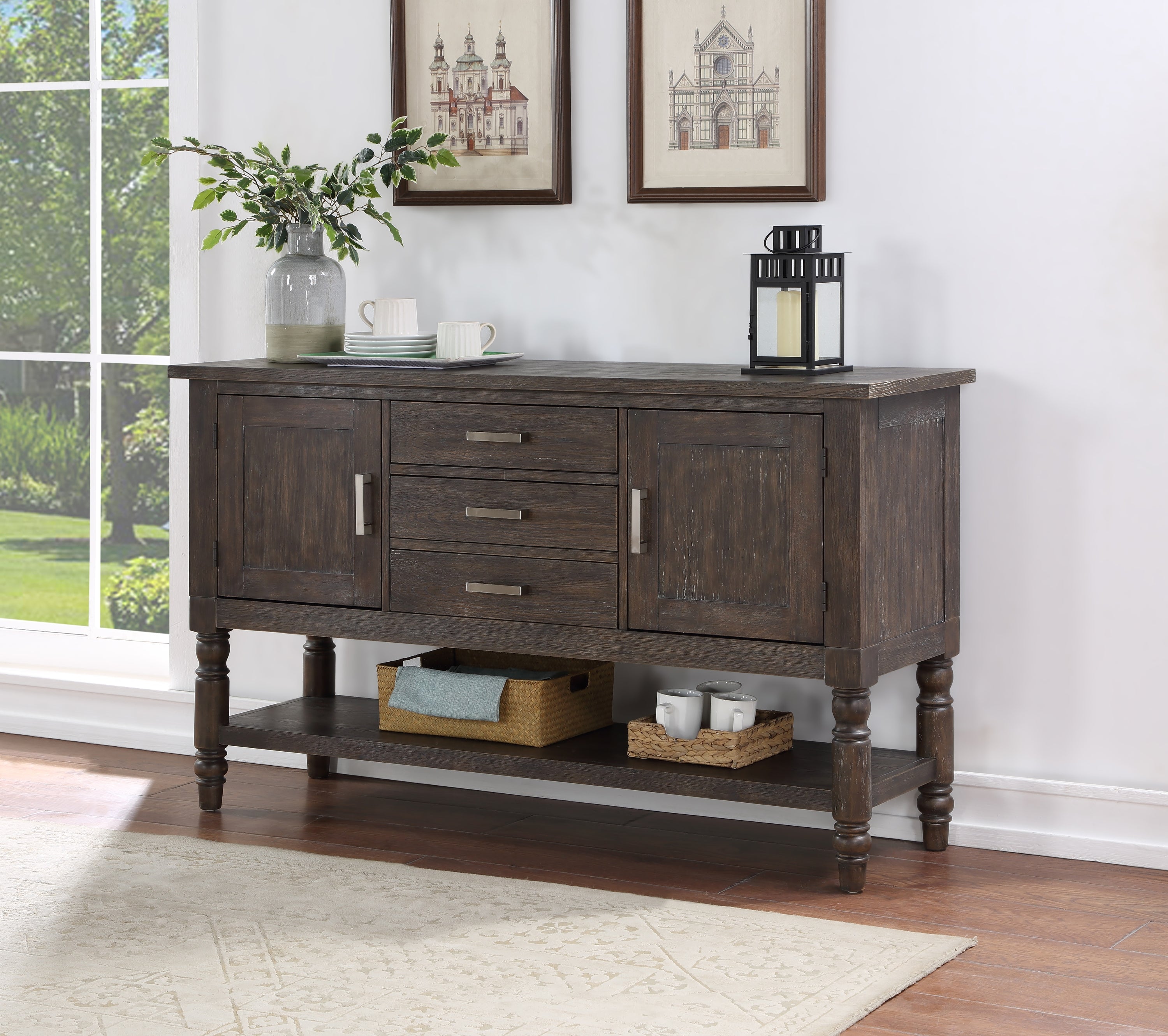 Hutchins Server Patio Furniture - Dark Brown