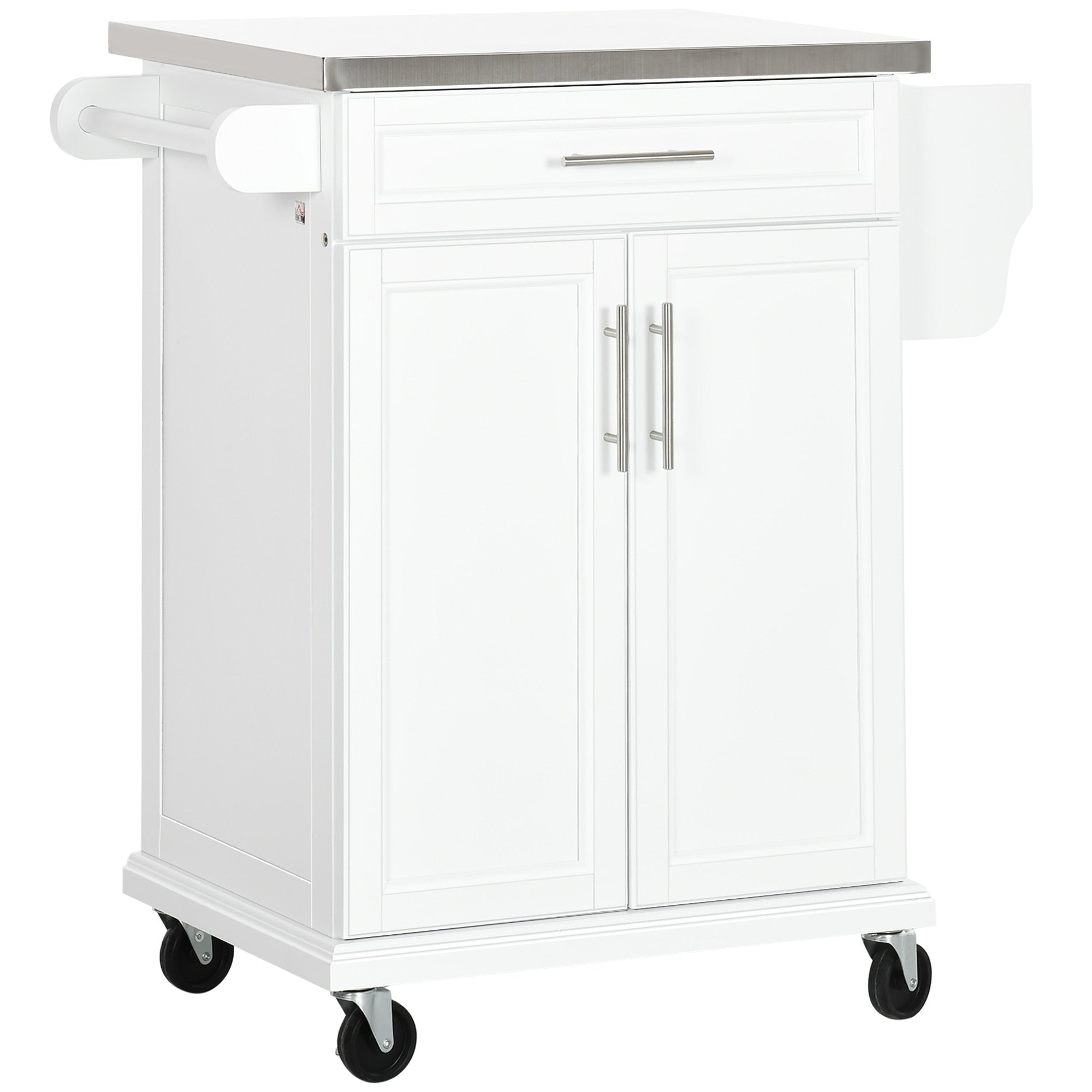 Rolling Kitchen Island Cart, Stainless Steel Top