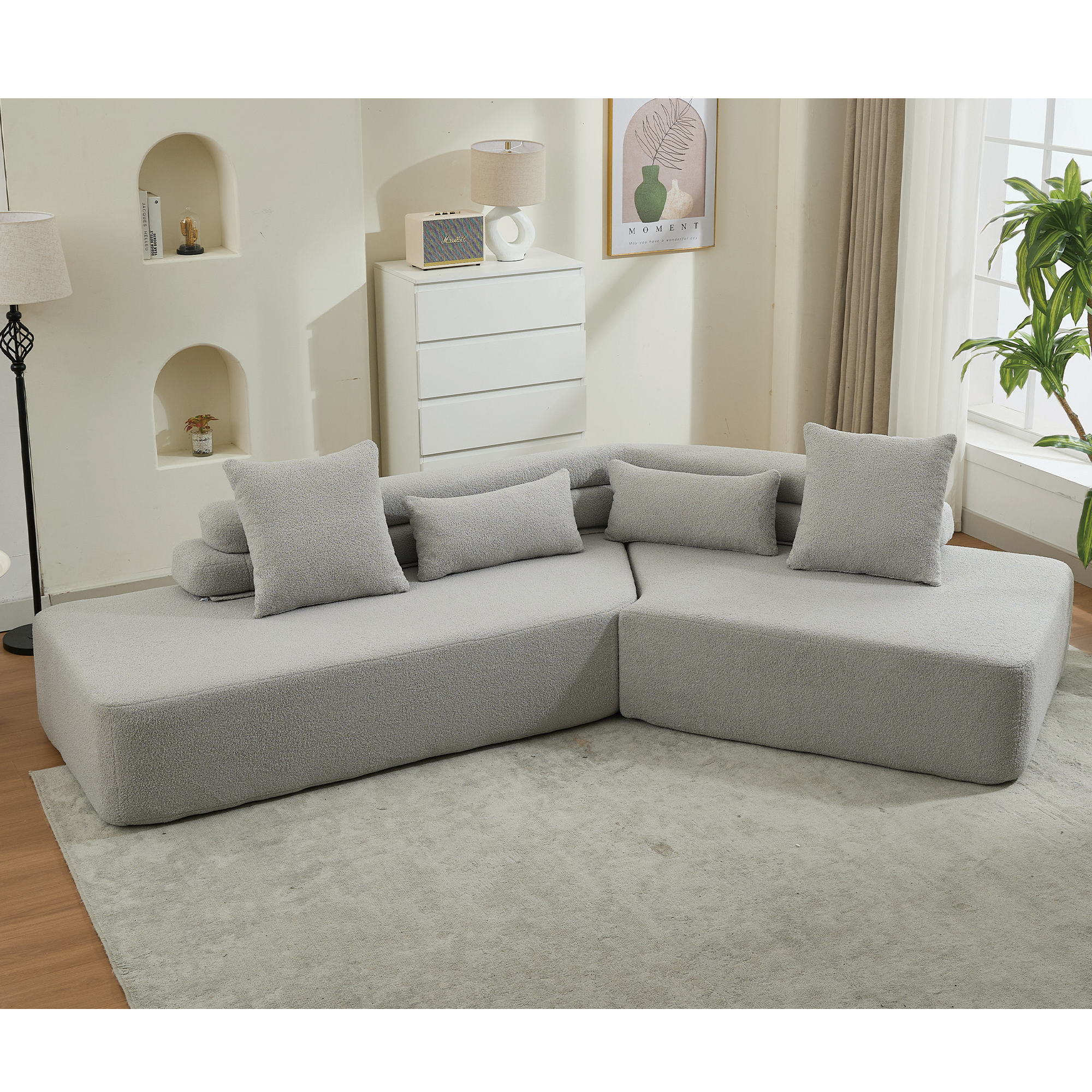128" Minimalist Cloud Sectional Couch: No Assembly