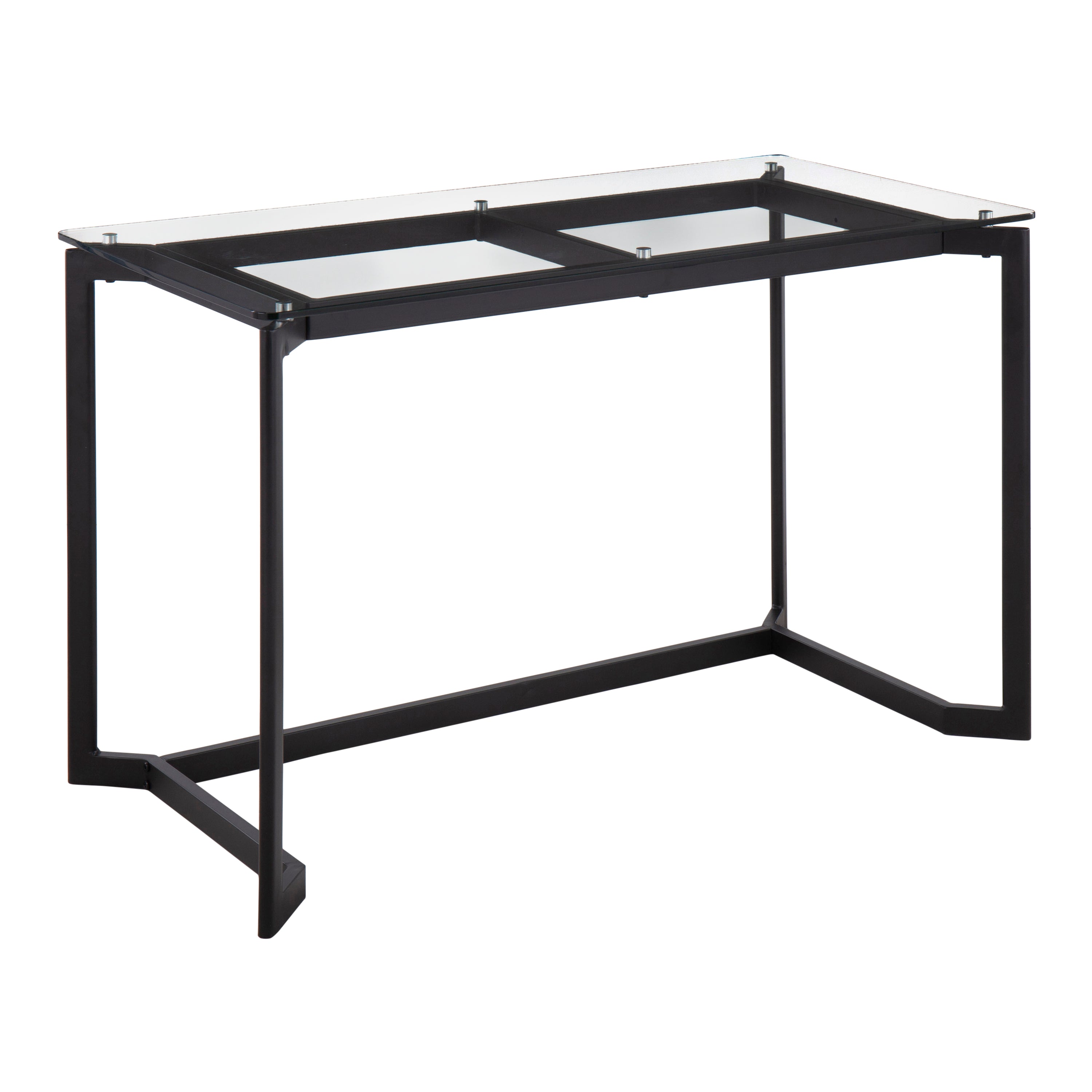 Modern Black Steel & Glass Office Desk | LumiSource