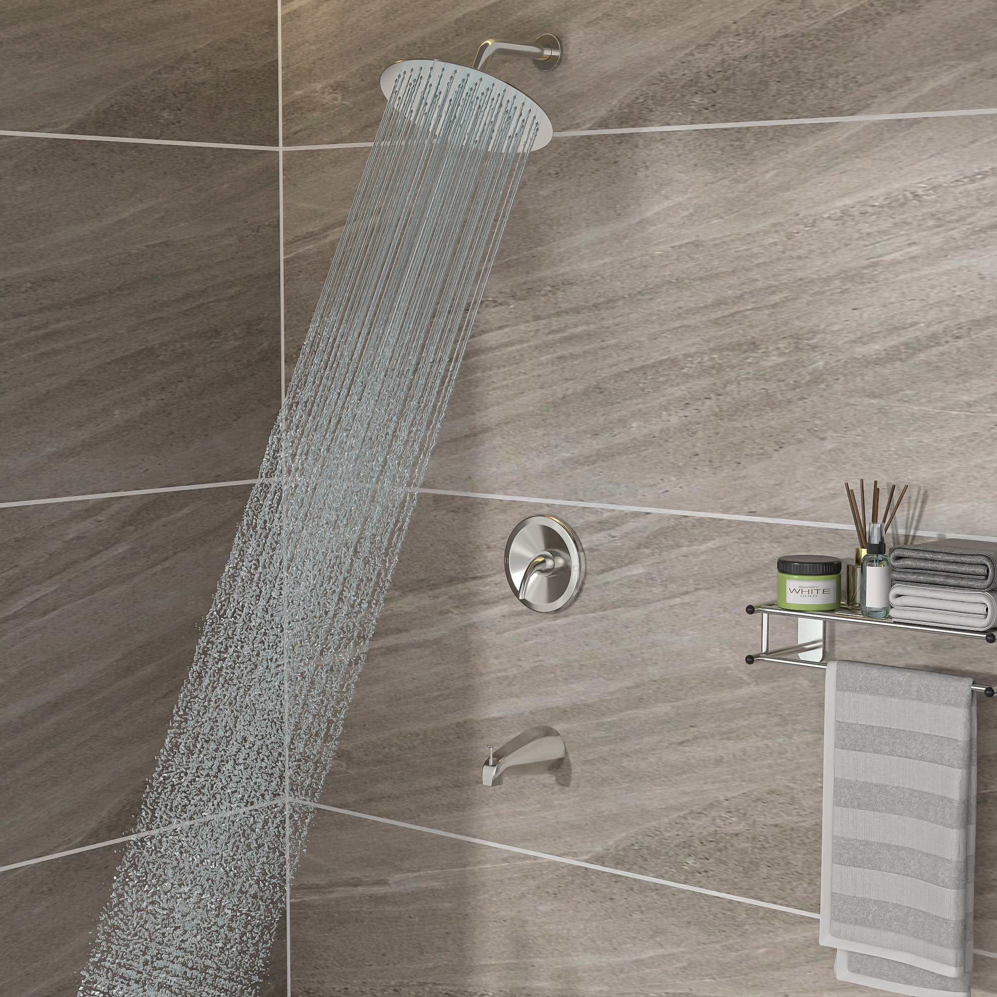 10" Round Rainfall Shower System, Brushed Nickel