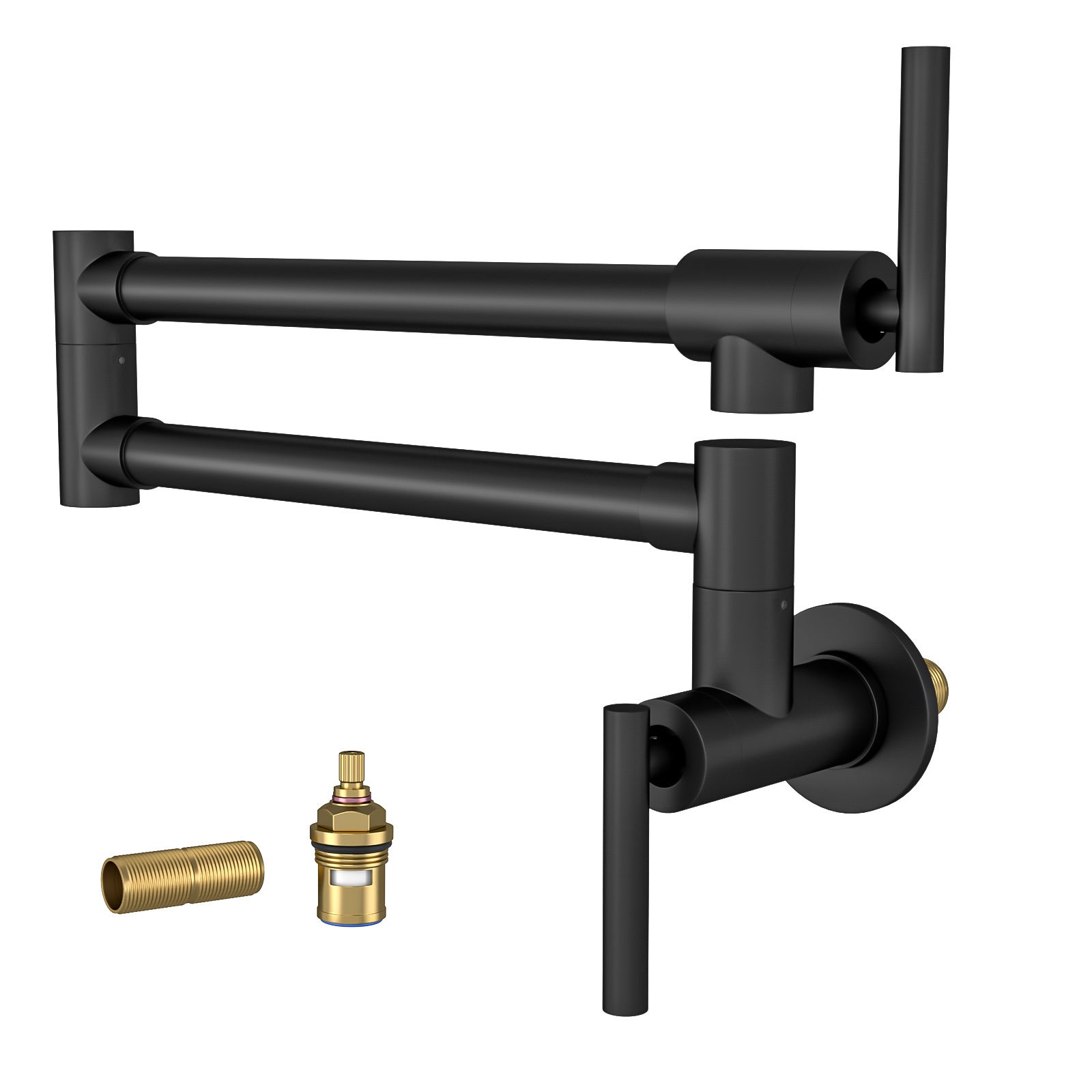 Black Wall-Mount Pot Filler Kitchen Faucet