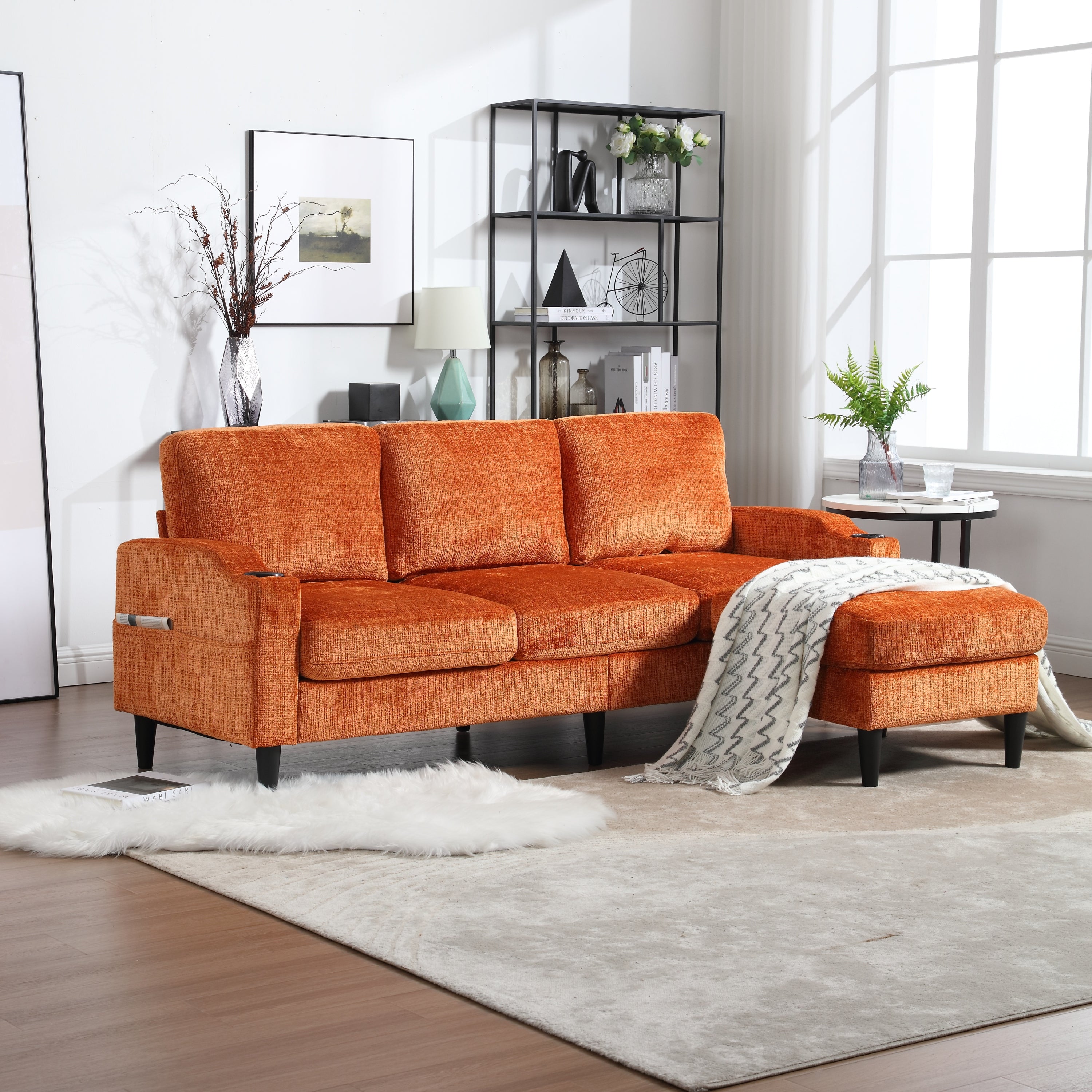 Cozy Chenille Sectional Sofa with Storage