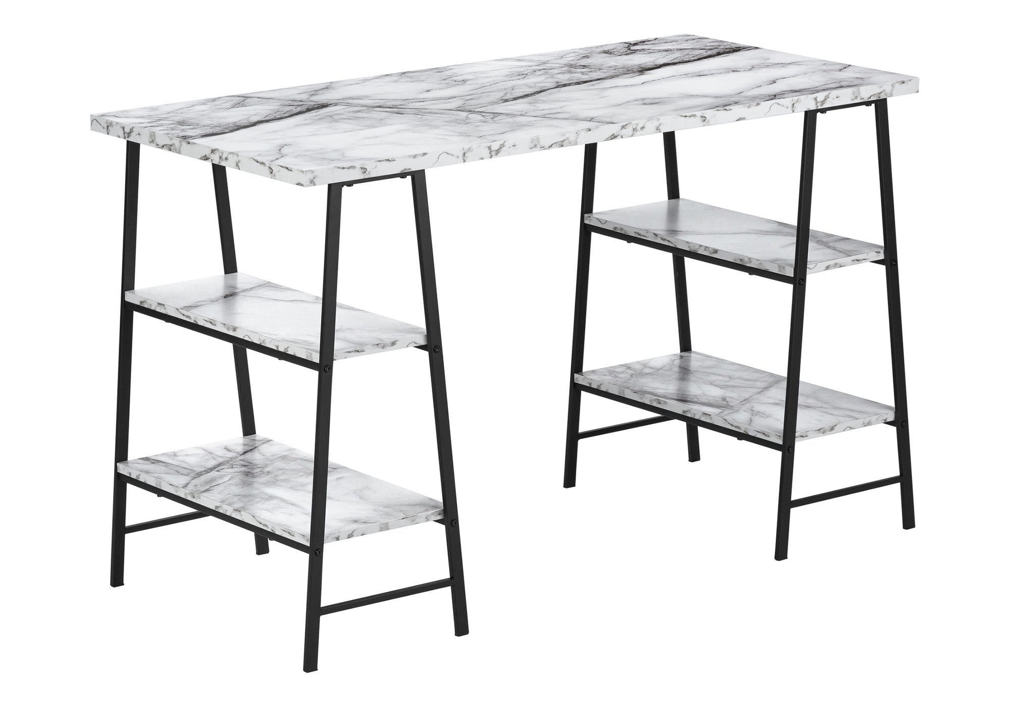 Modern White Marble Computer Desk w/ Storage | 48"