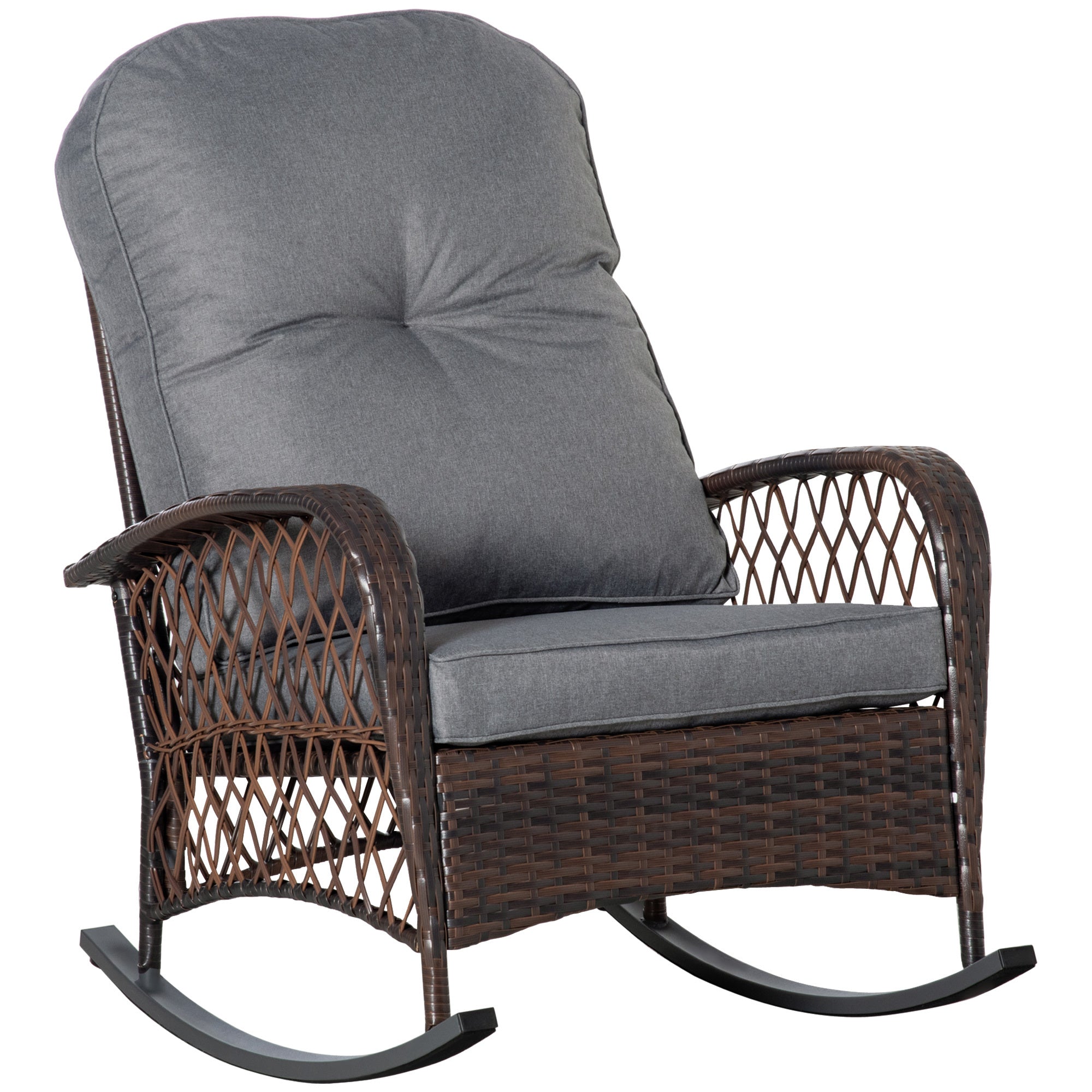 Outsunny Wicker Rocking Chair: Wide Seat & Cushion