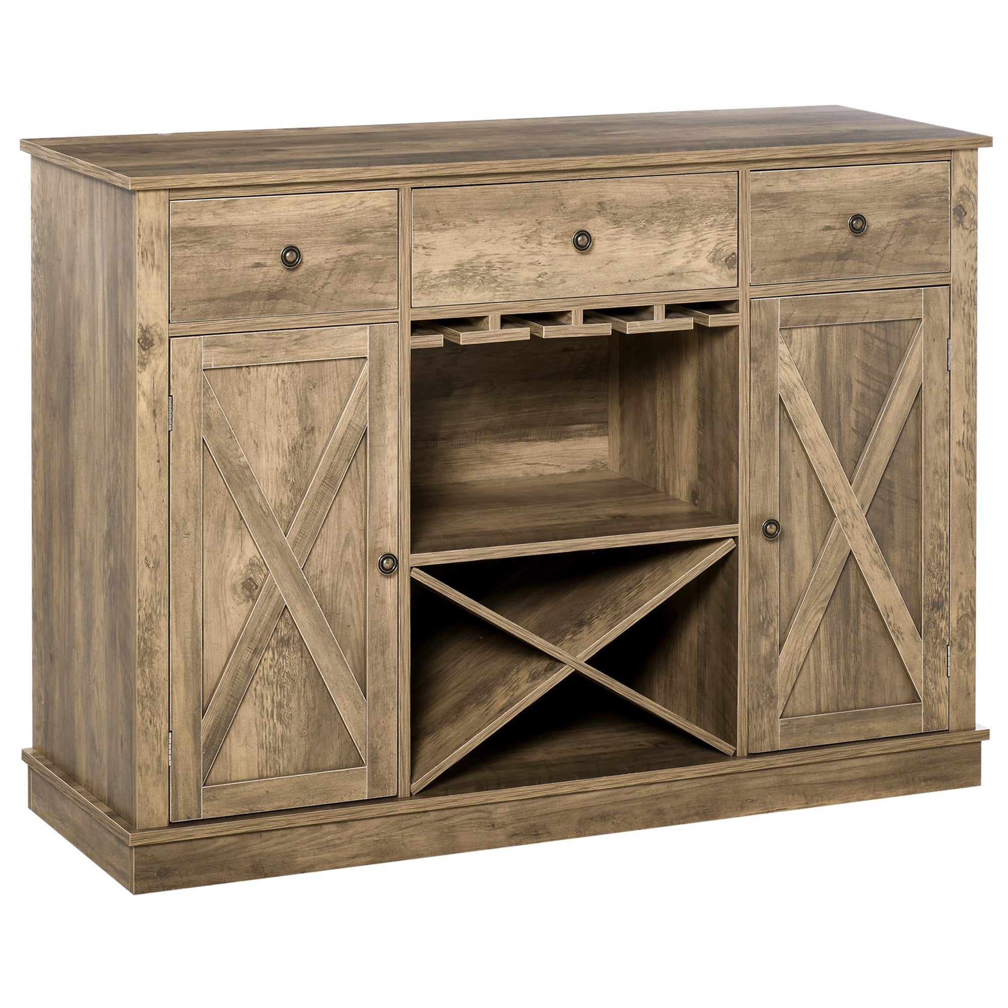 Farmhouse Coffee Bar & Wine Cabinet, Rustic Oak