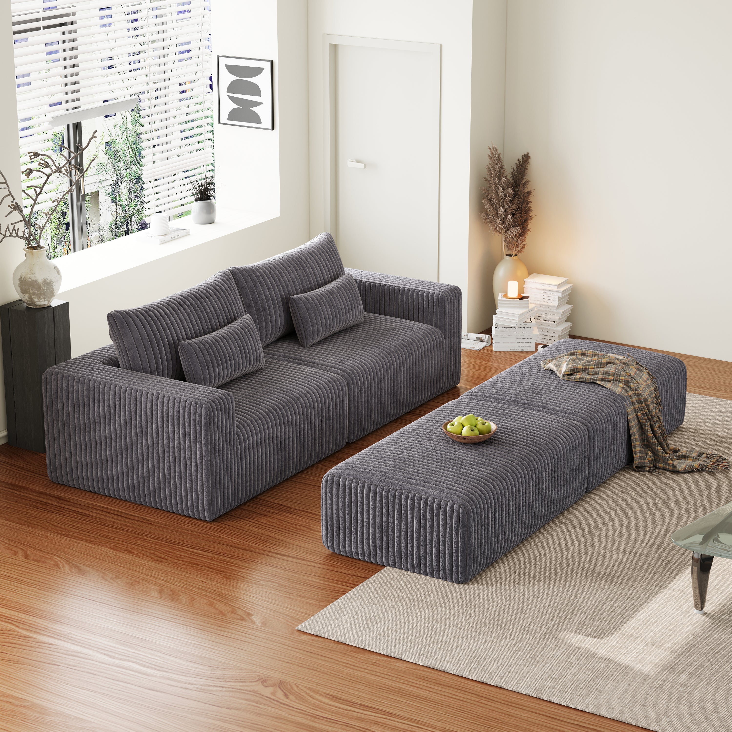 Oversized Sectional Sofa: Plush & No Assembly