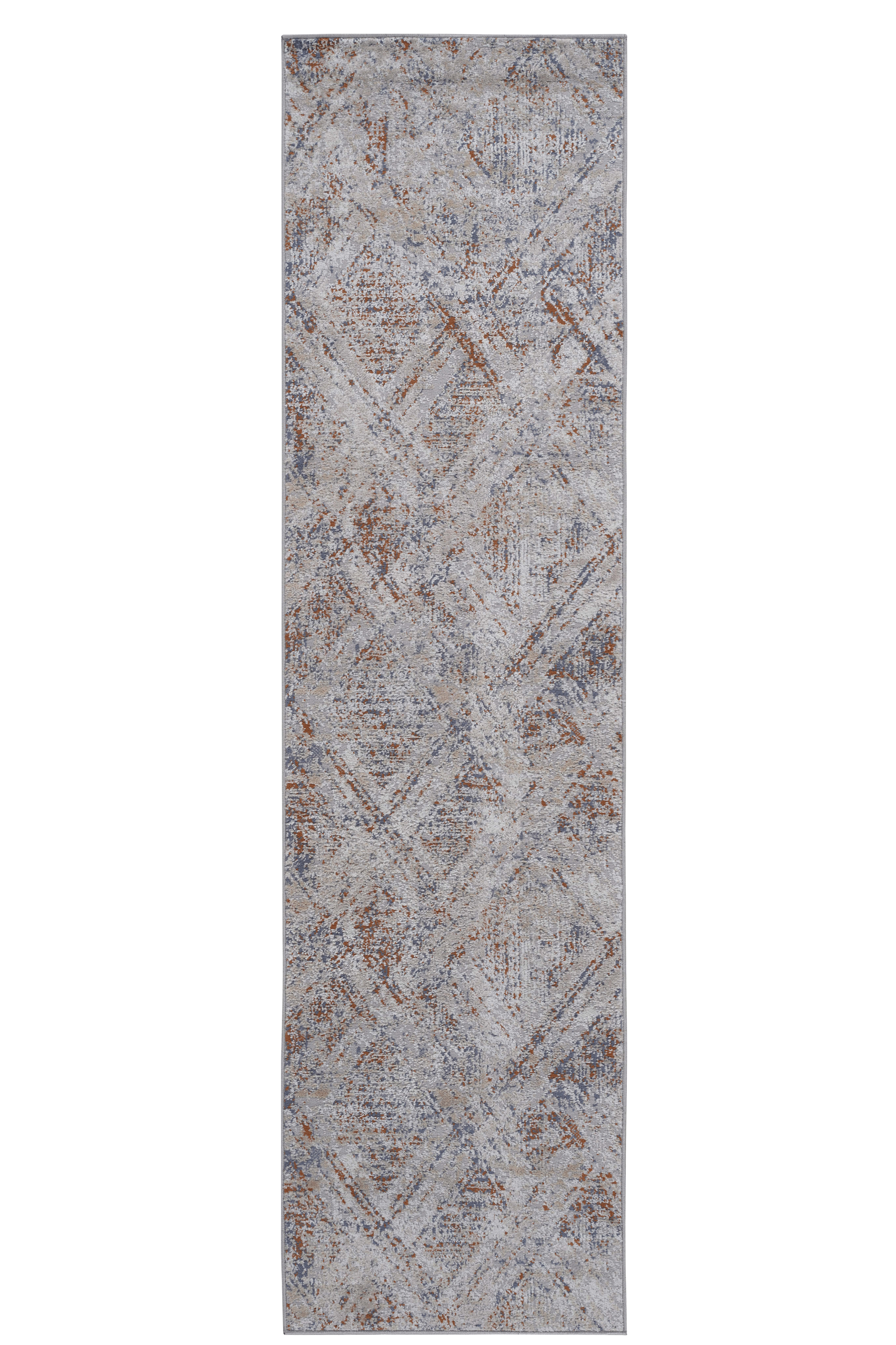 Beige Geometric Rug: Non-Shedding Area Rug 2x8