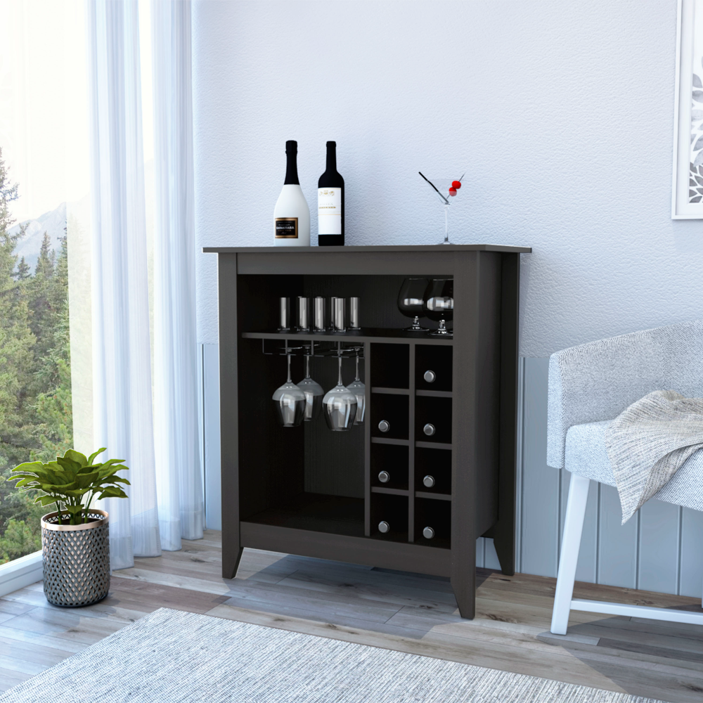 Mojito Bar Cabinet: Black, Open Shelf & Drawer