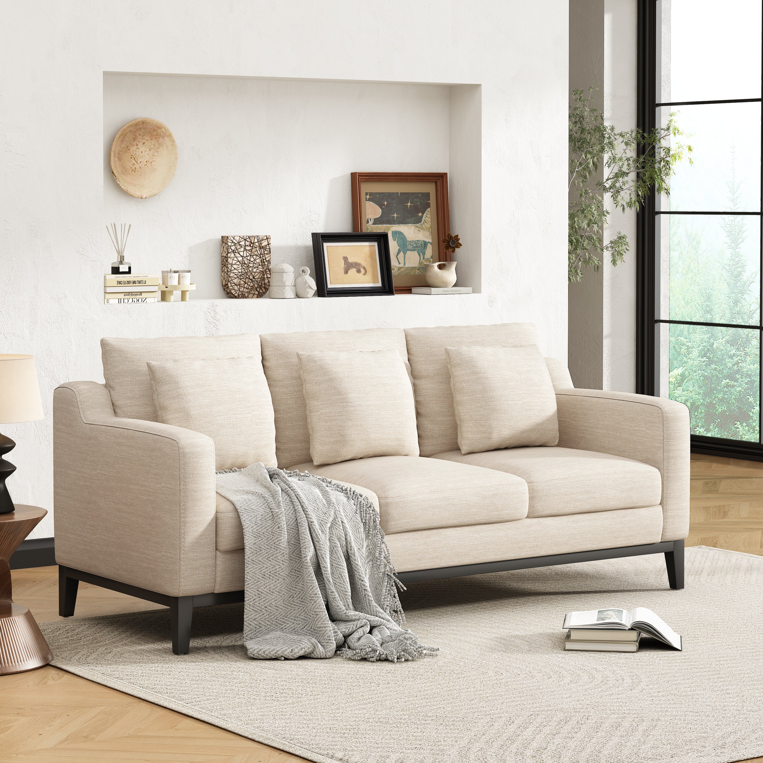 Mirod Comfy 3-Seat Sofa: Modern Living Room Style