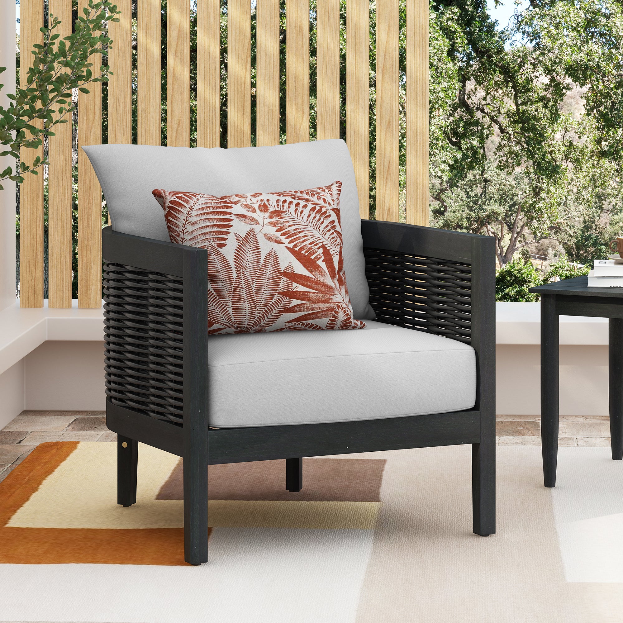Acacia Wood Patio Chair with Cushions