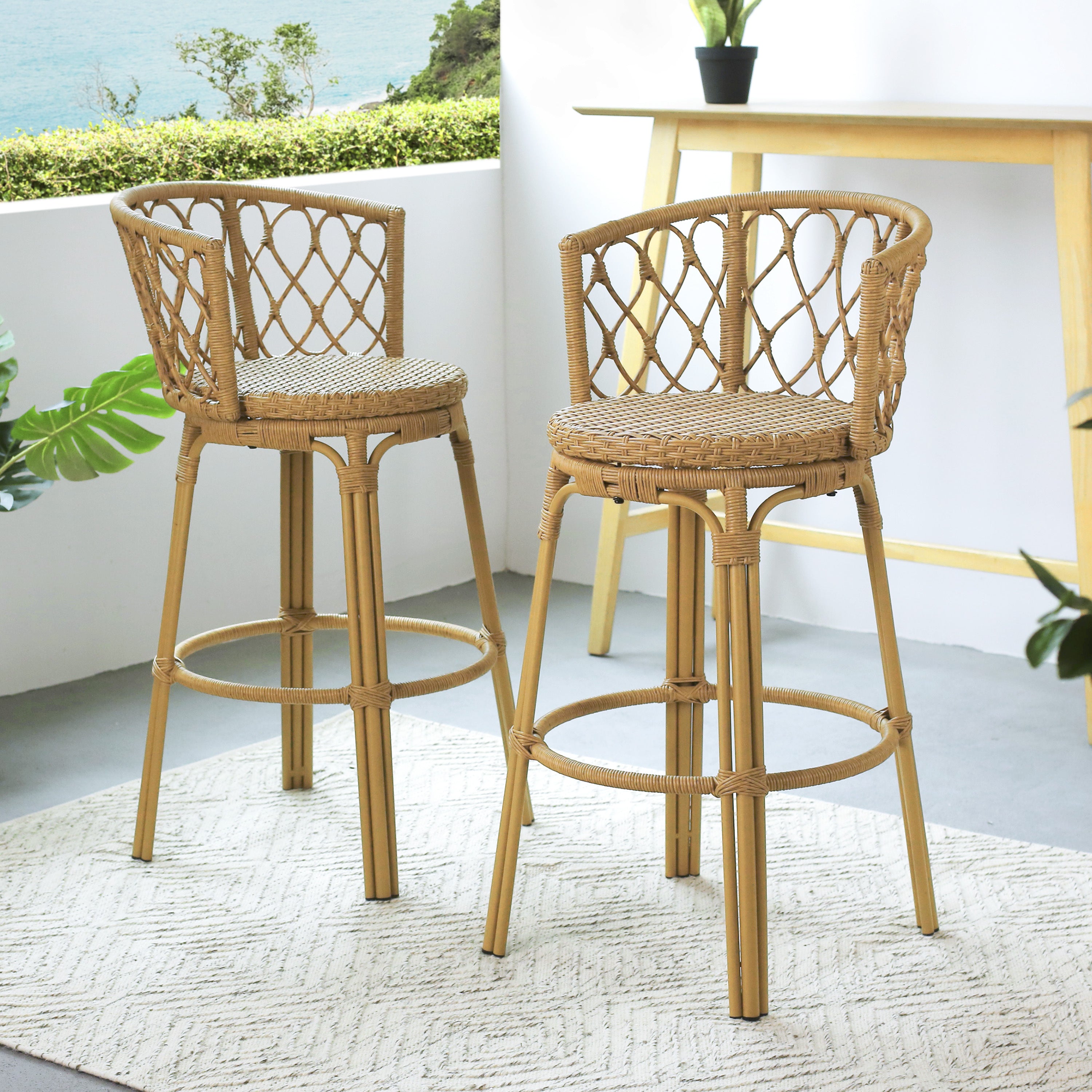 Raynette Outdoor Bar Stools (Set of 2) 28.75"