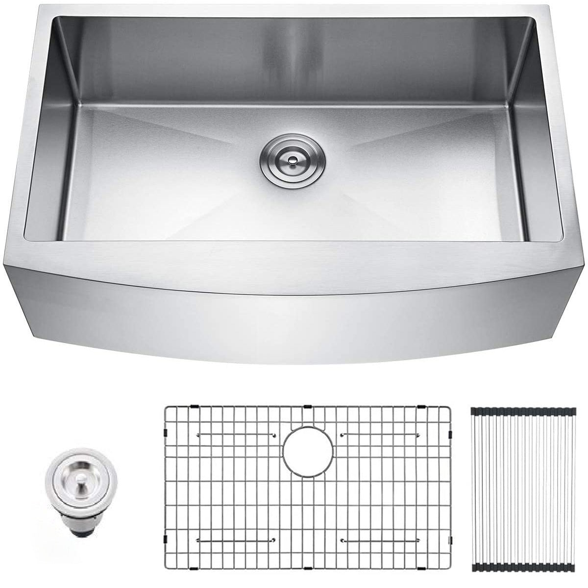 Farmhouse Apron Sink: 33" Brushed Nickel Stainless Steel