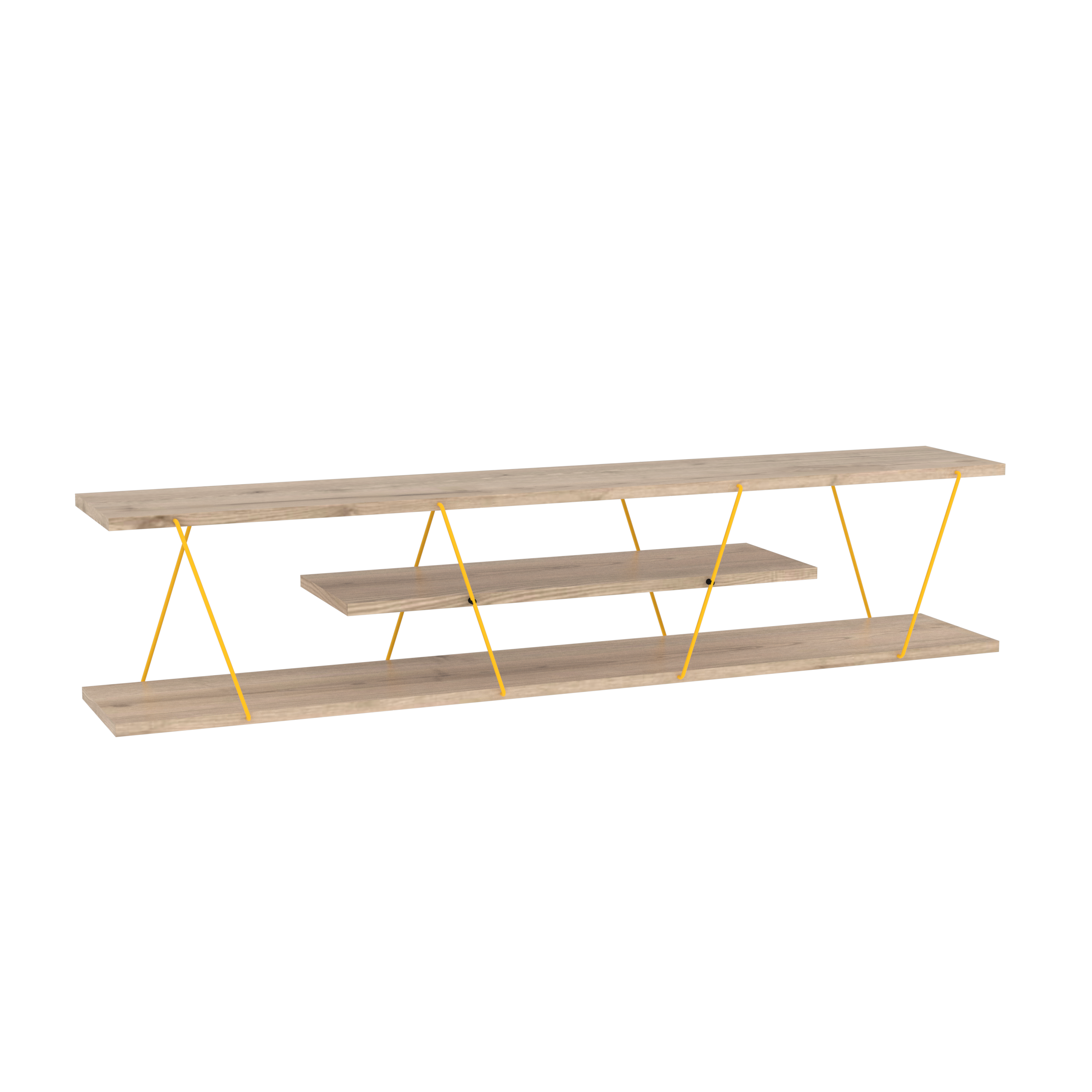 Tars Mid Century Modern TV Stand 56" Oak/Yellow