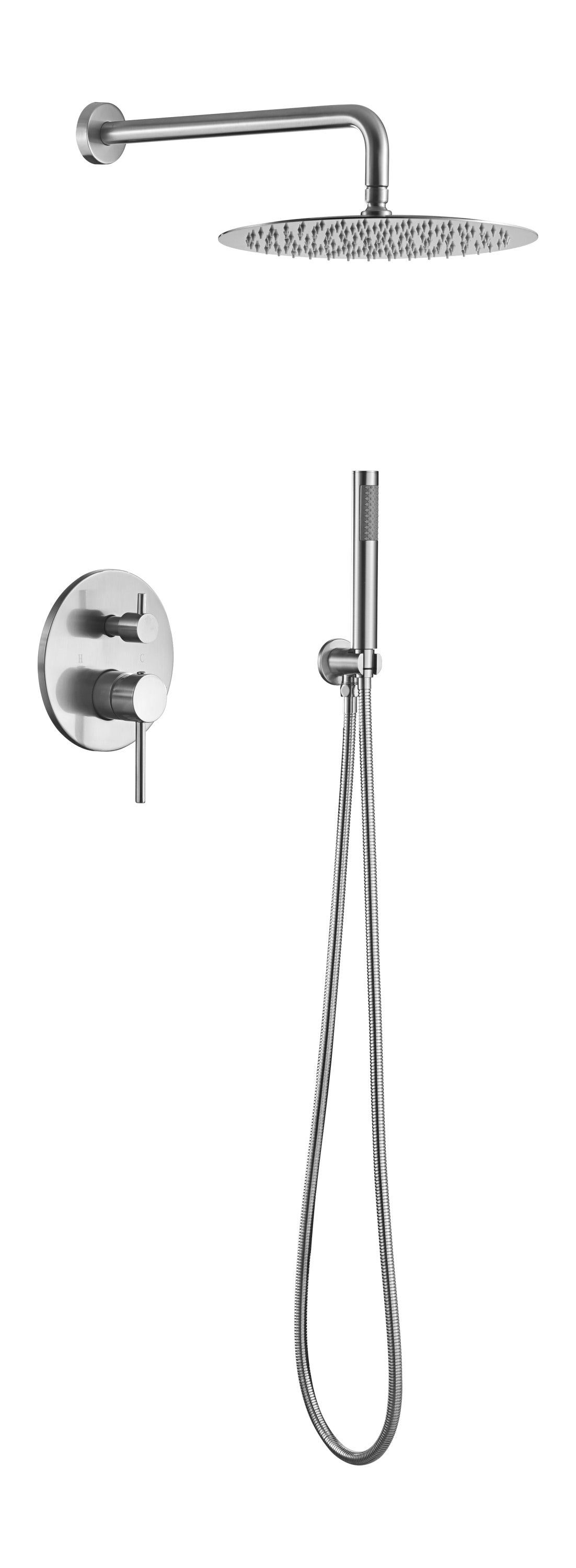 High-Pressure Rain Shower System | 10' Stainless Steel