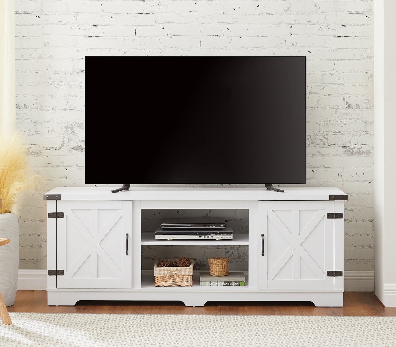 Modern Farmhouse TV Stand, Console for 70" TV, White