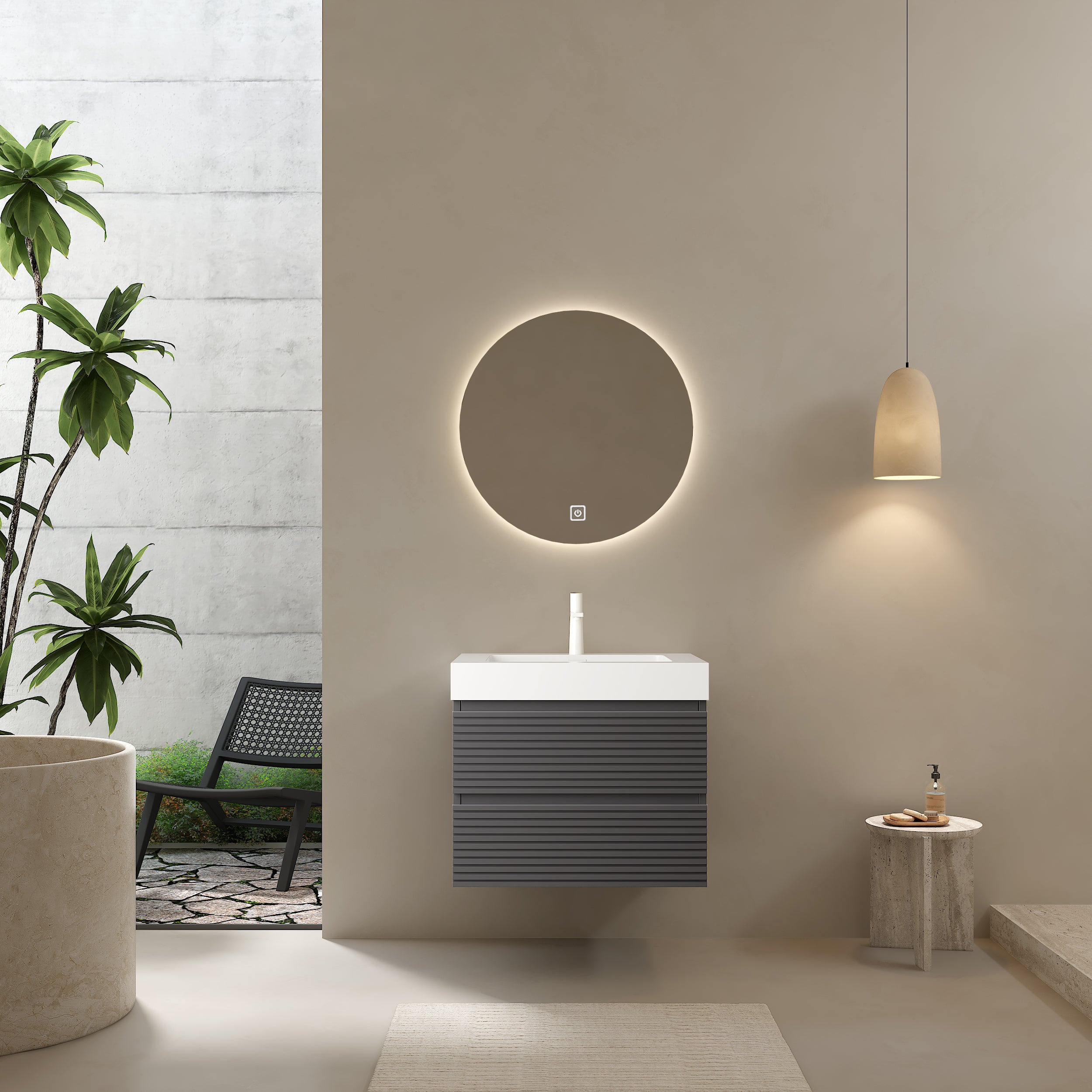 VENO 24" Floating Vanity: Modern White & Gray
