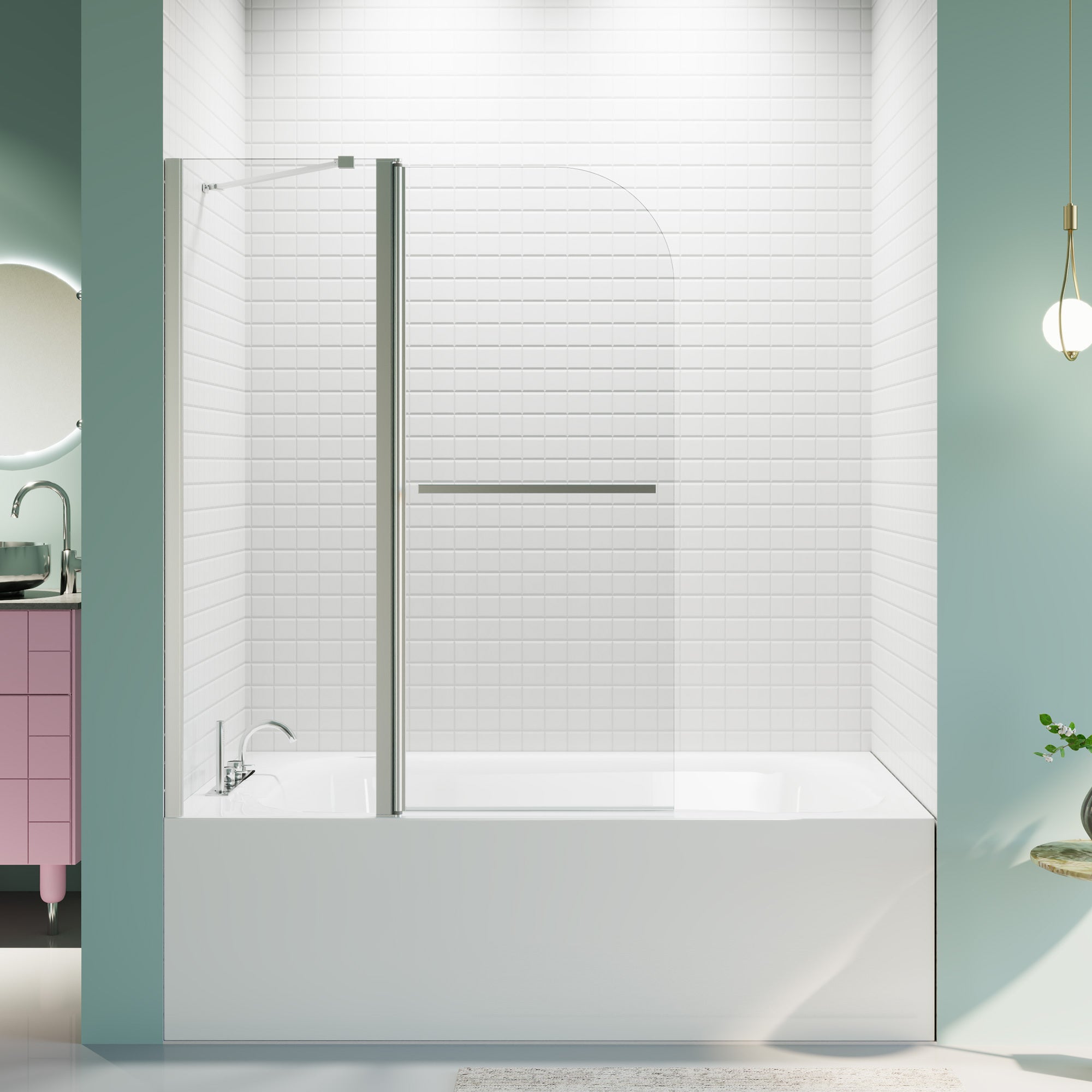 Frameless Shower Door: 43x58", 6mm Glass
