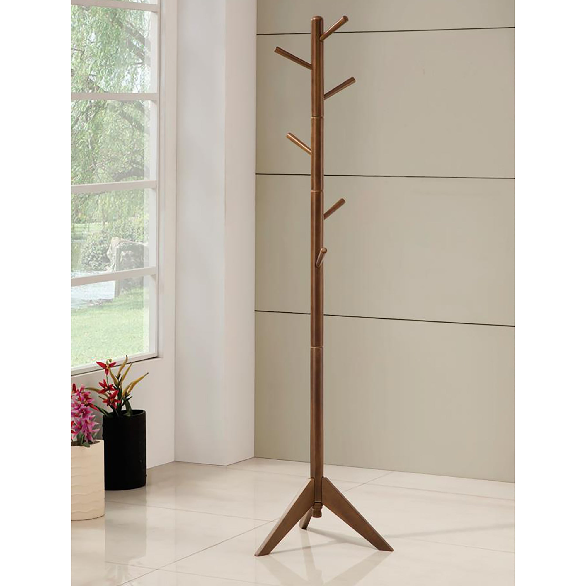 Walnut Coat Rack | 6 Hook Wall Mounted Organizer