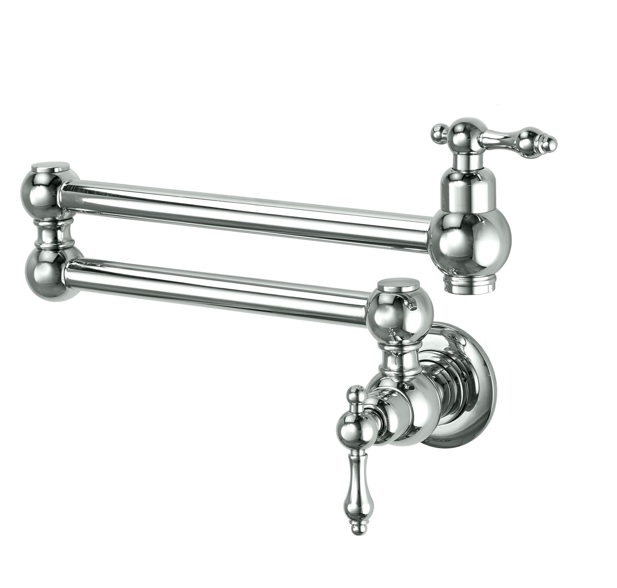 Chrome Double-Joint Pot Filler Faucet Wall Mount