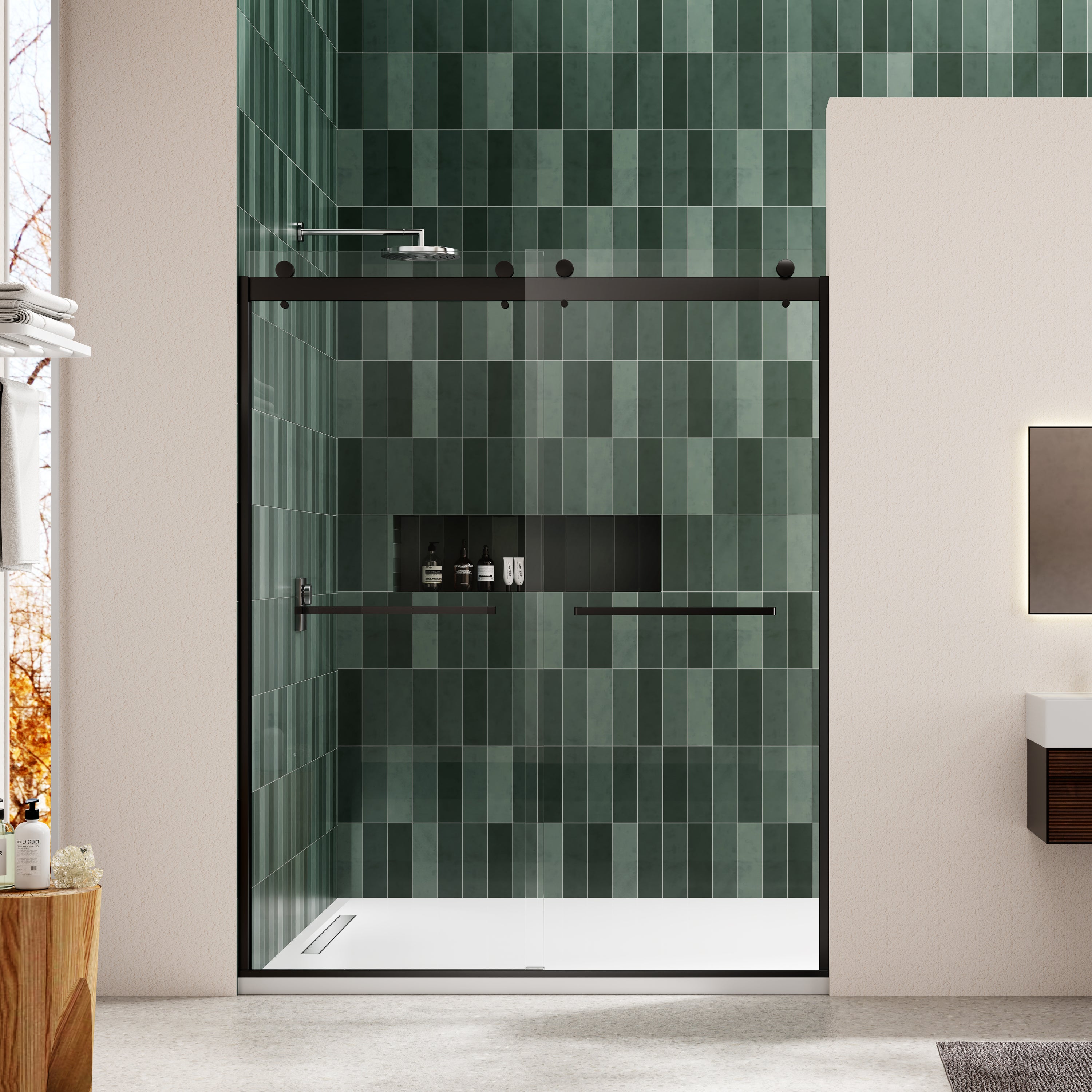 Bypass Shower Door 6074: 5/16" Tempered Glass
