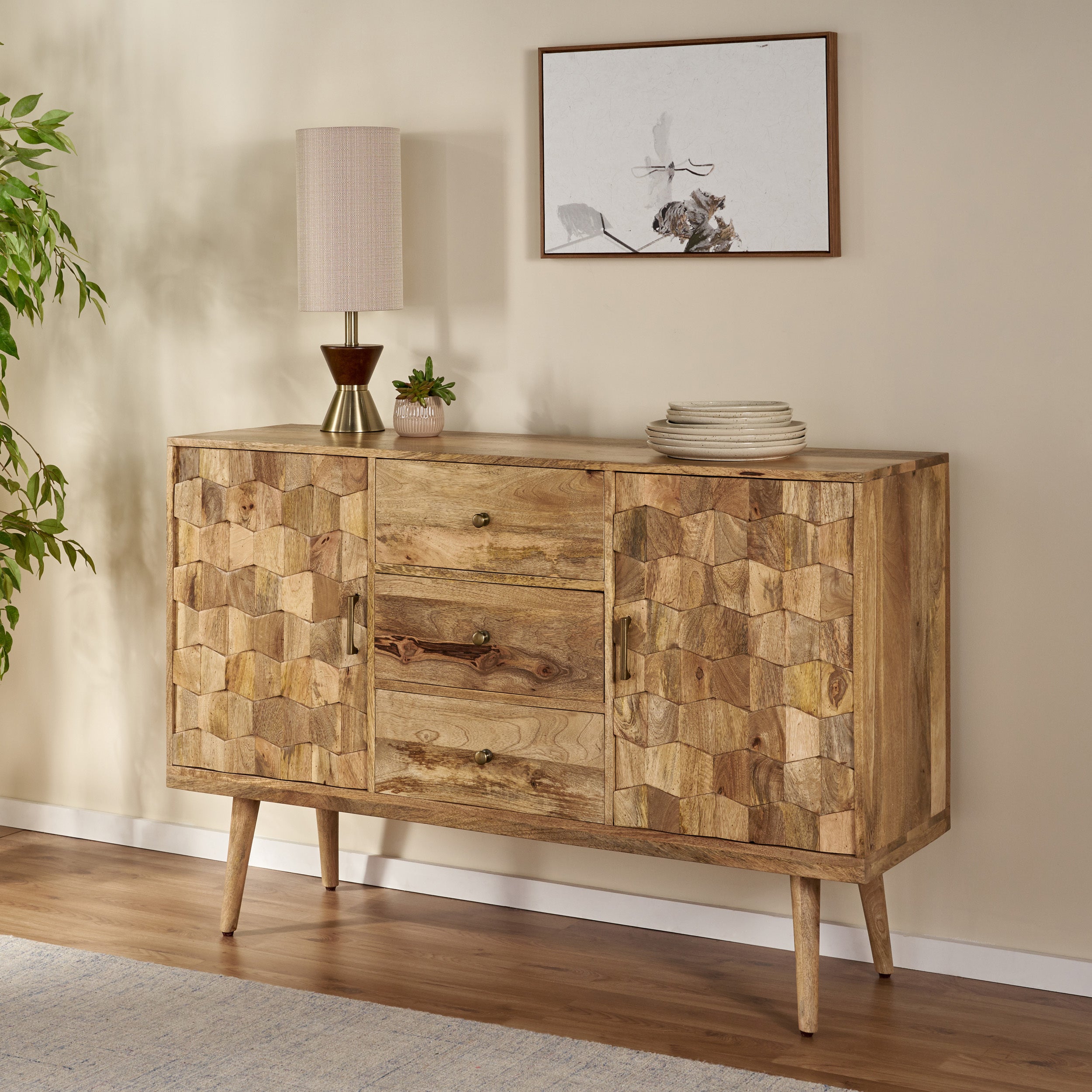 3-Drawer Sideboard with 2 Doors (KD Legs)