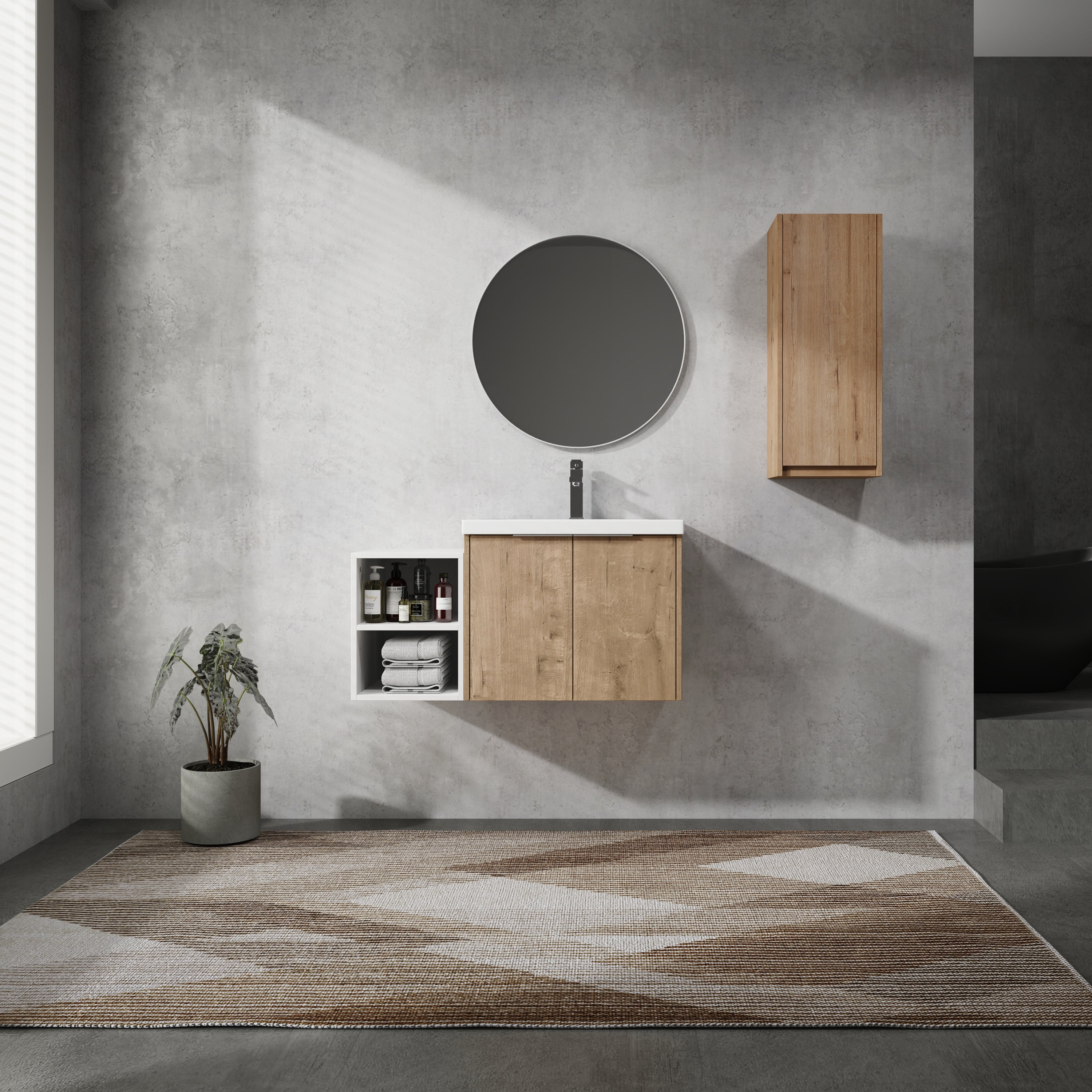 Wall-Mounted Bathroom Vanity with Sink & Cabinet