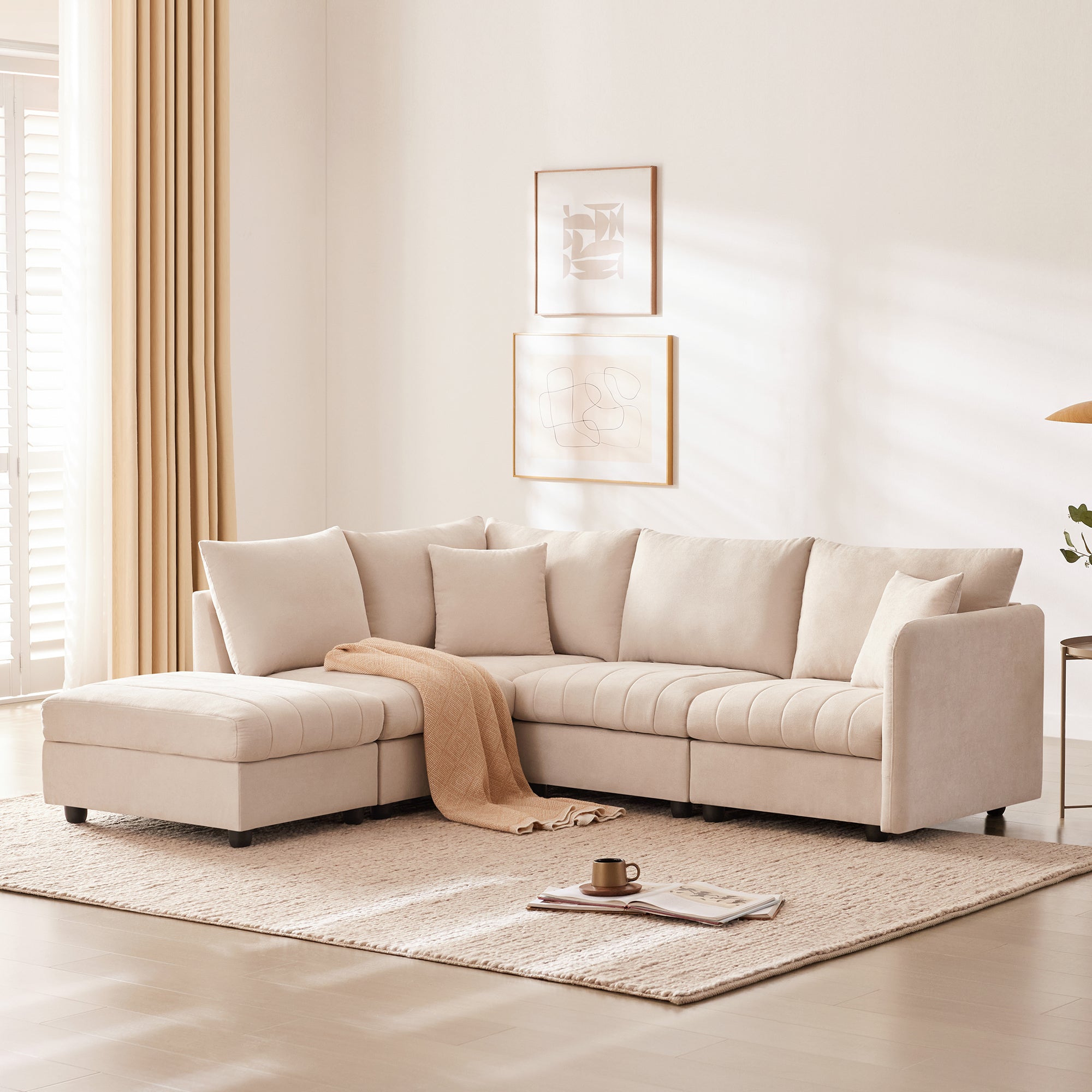 Modern Sectional Sofa: 5-Seat L-Shape Couch