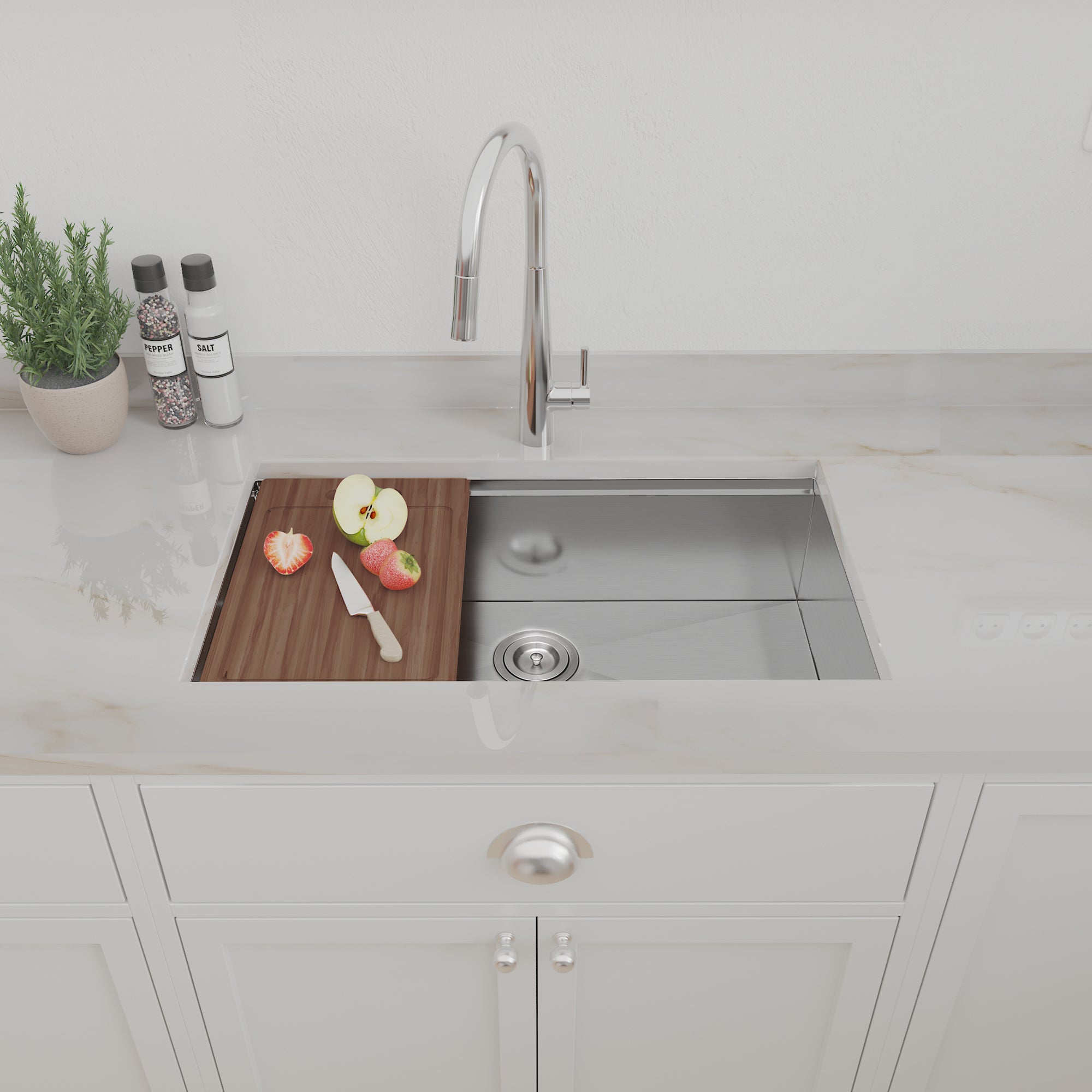 32x18" Undermount Kitchen Sink, Stainless Steel
