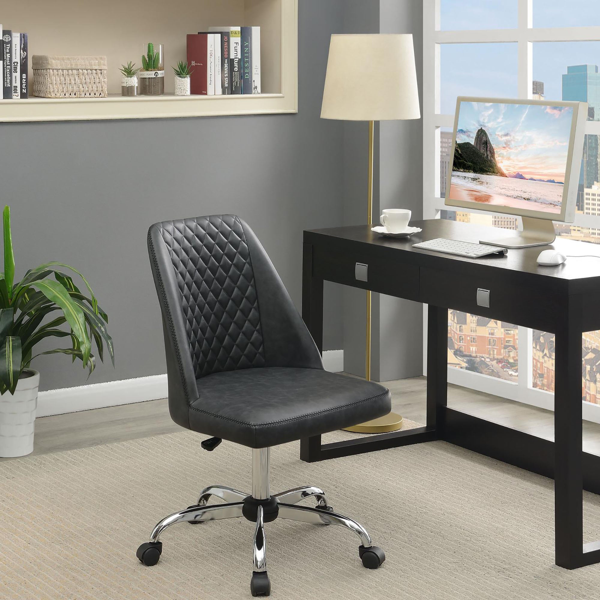Grey & Chrome Adjustable Desk Chair | Ergonomic Office Chair