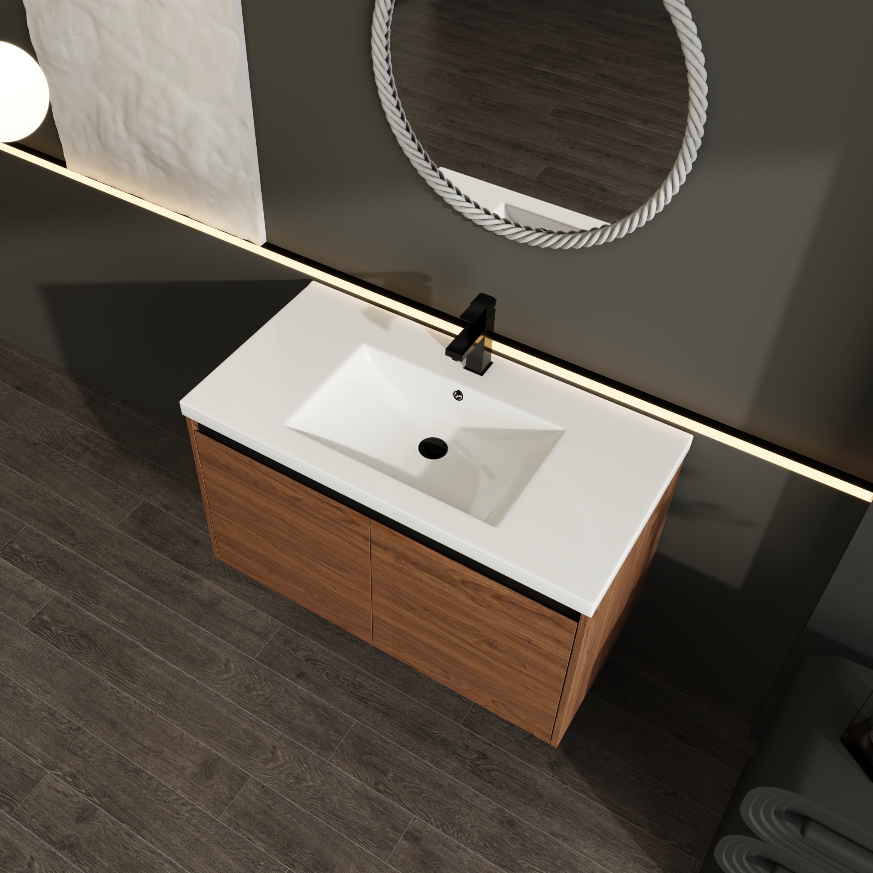 LEVISTAR 36" Brown Bathroom Vanity with Sink