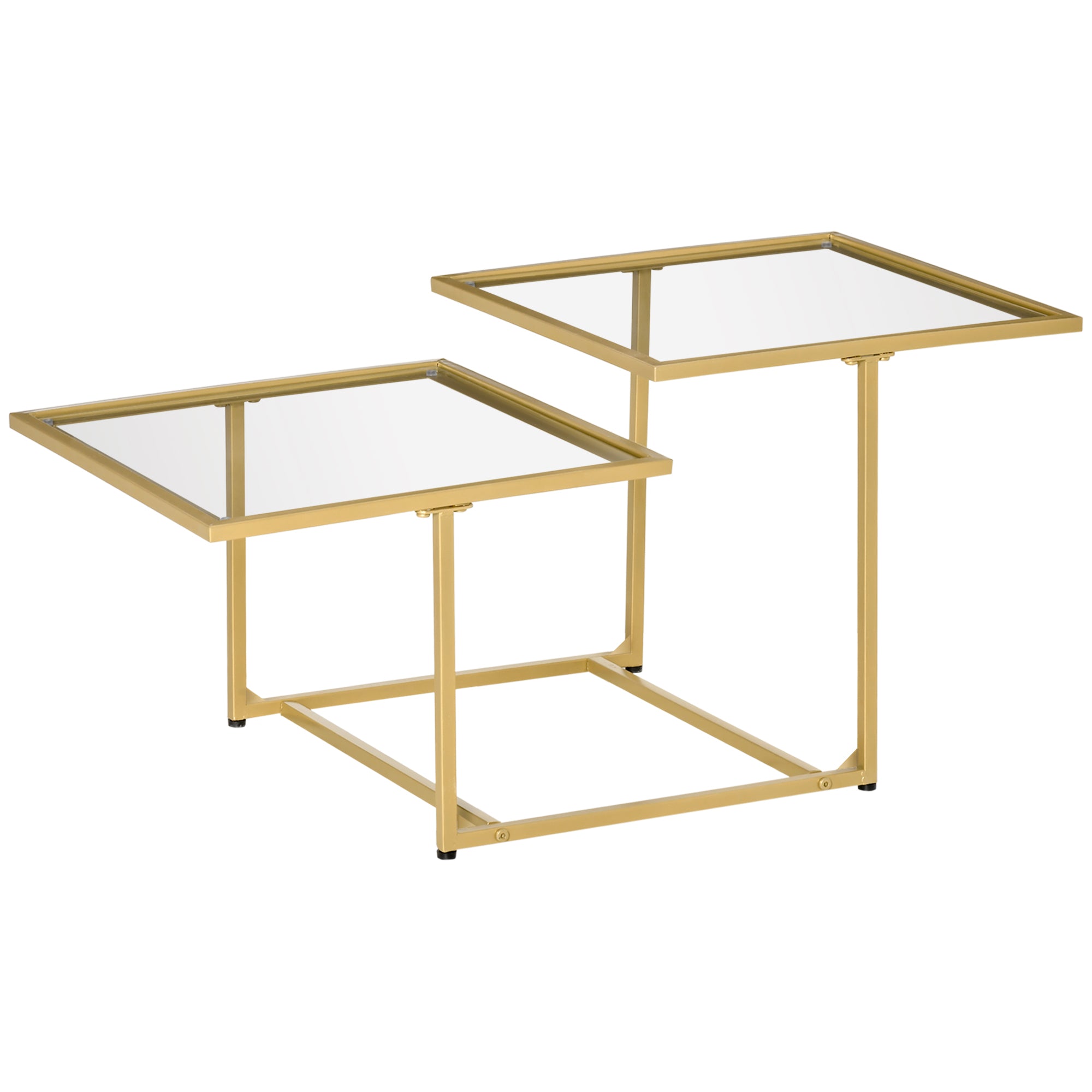 Gold Glass Coffee Table: Modern 2-Tier Design