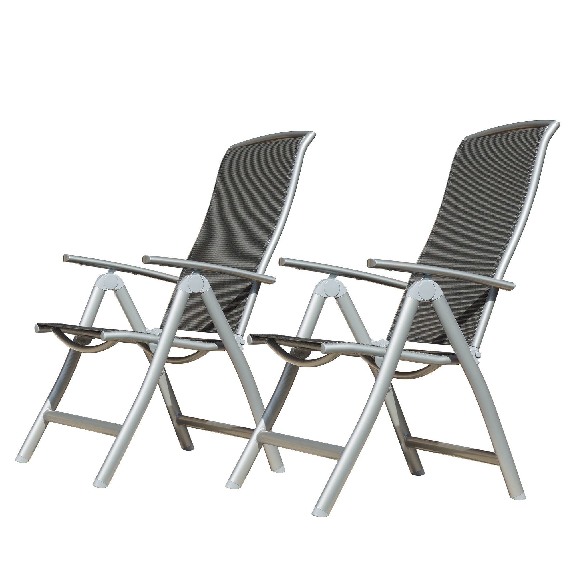 Aluminum Patio Chairs: Reclining Set of 2