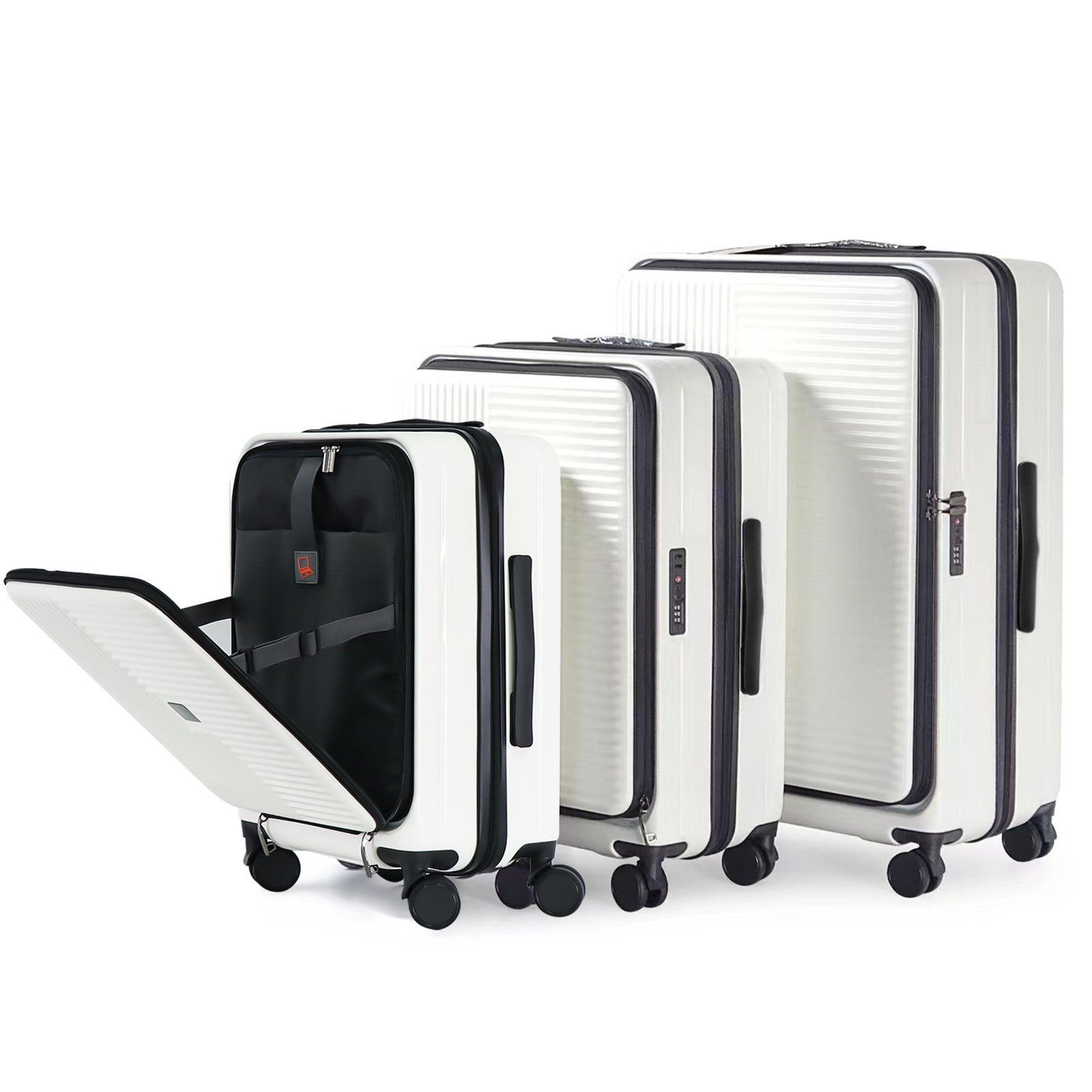 White Hardshell Suitcase: TSA Lock & Front Open