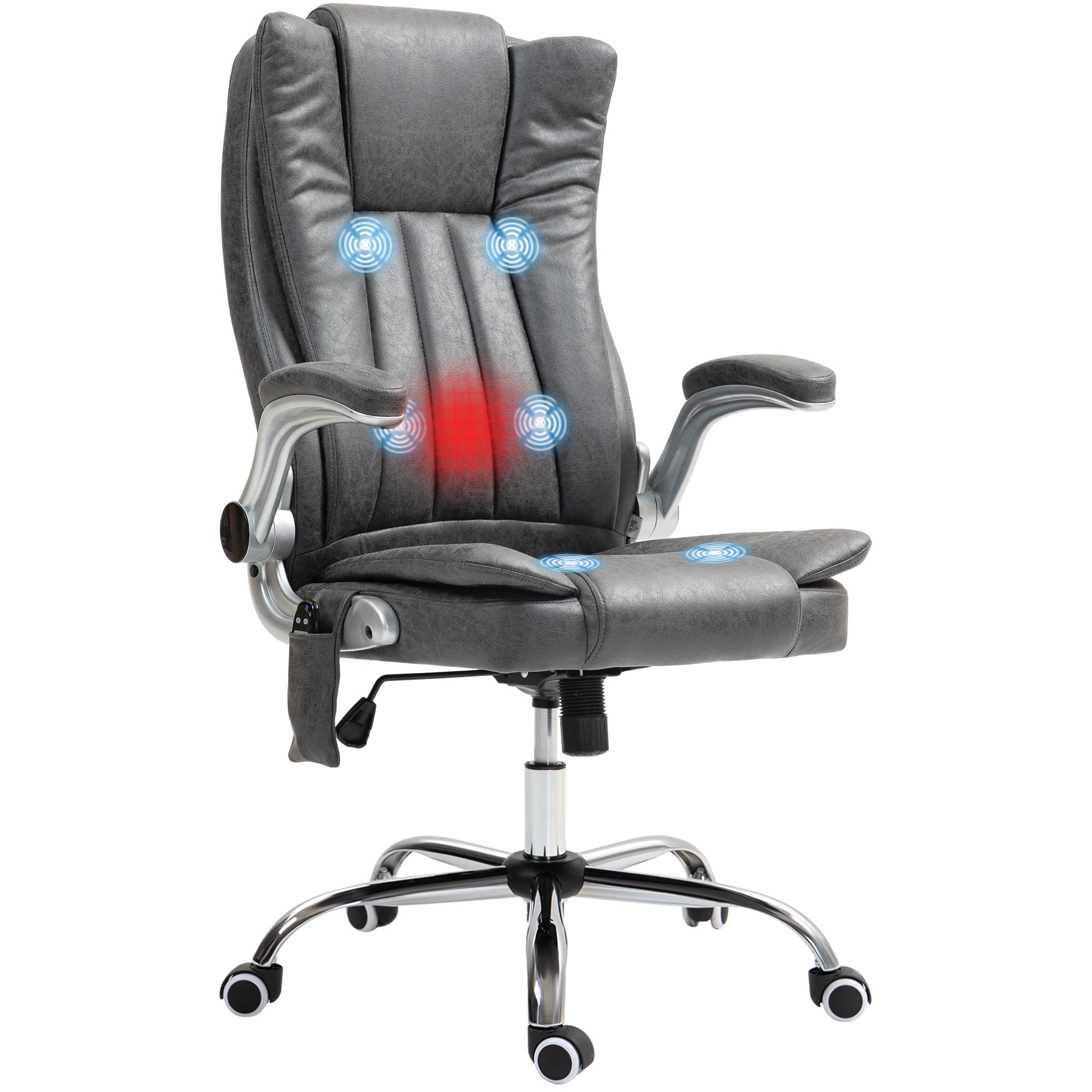 Massage Office Chair, Heated Leathaire Computer Chair, Gray