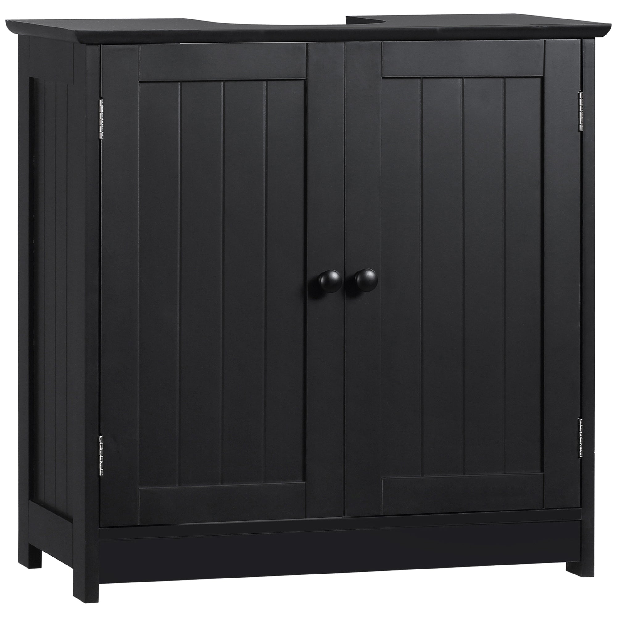 HOMCOM Black Under-Sink Bathroom Cabinet with Shelf
