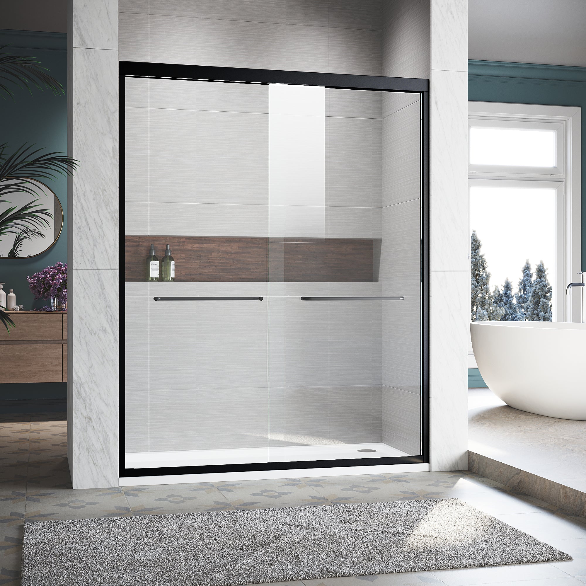 44-48" Semi-Frameless Sliding Shower Door
