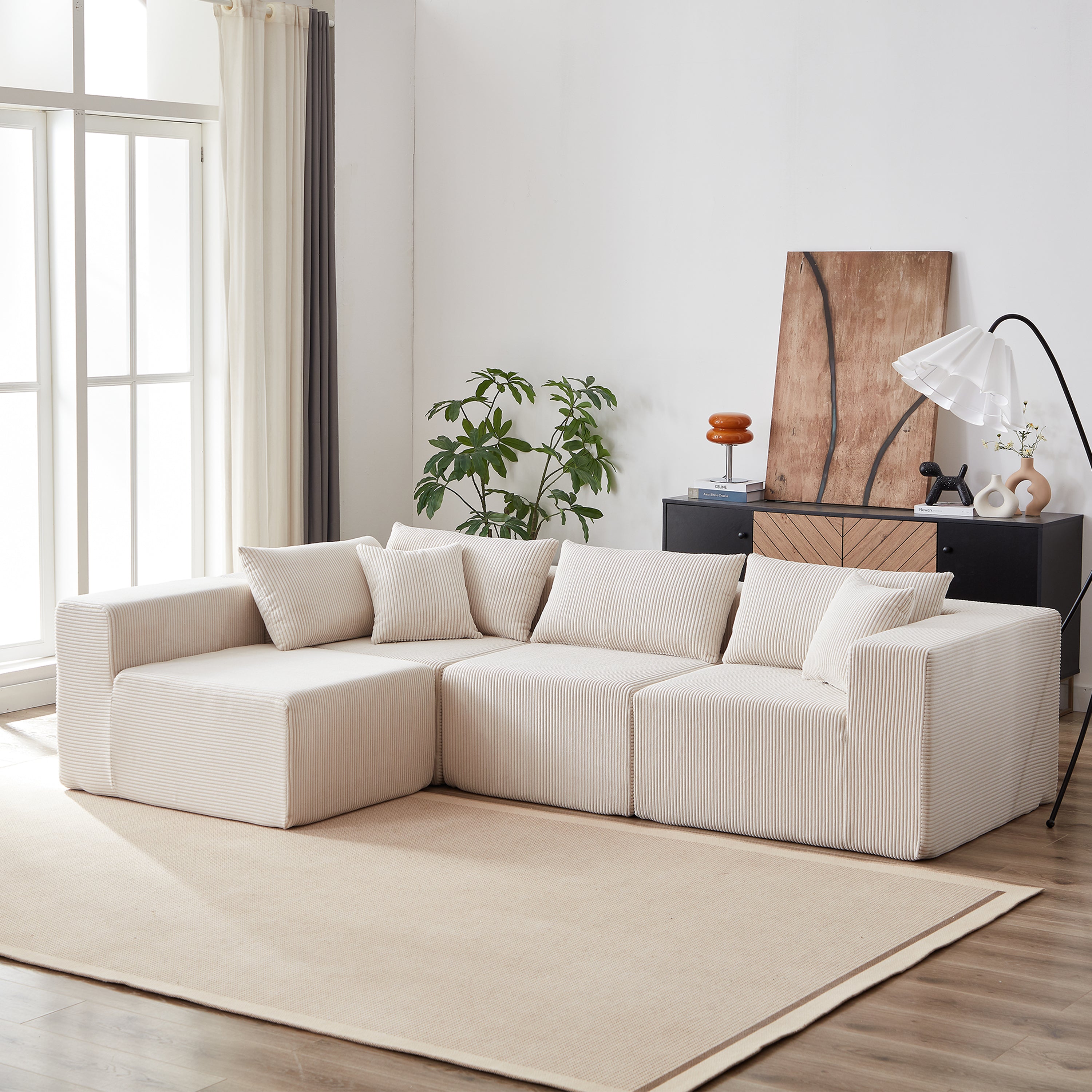 Luxury 104" L-Shaped Sectional Sofa Set