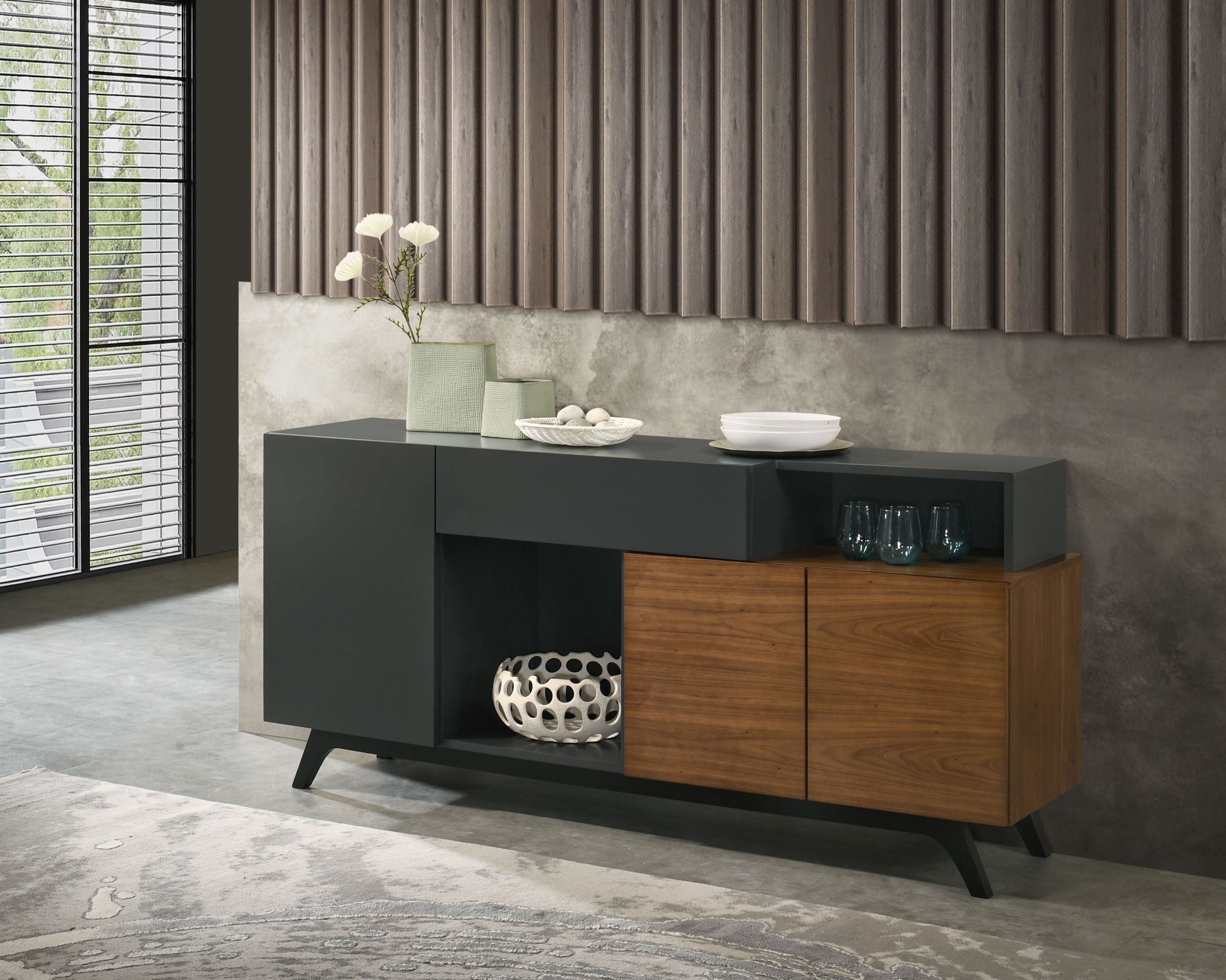 Destin Ceramic & Walnut Outdoor Server | Patio Furniture